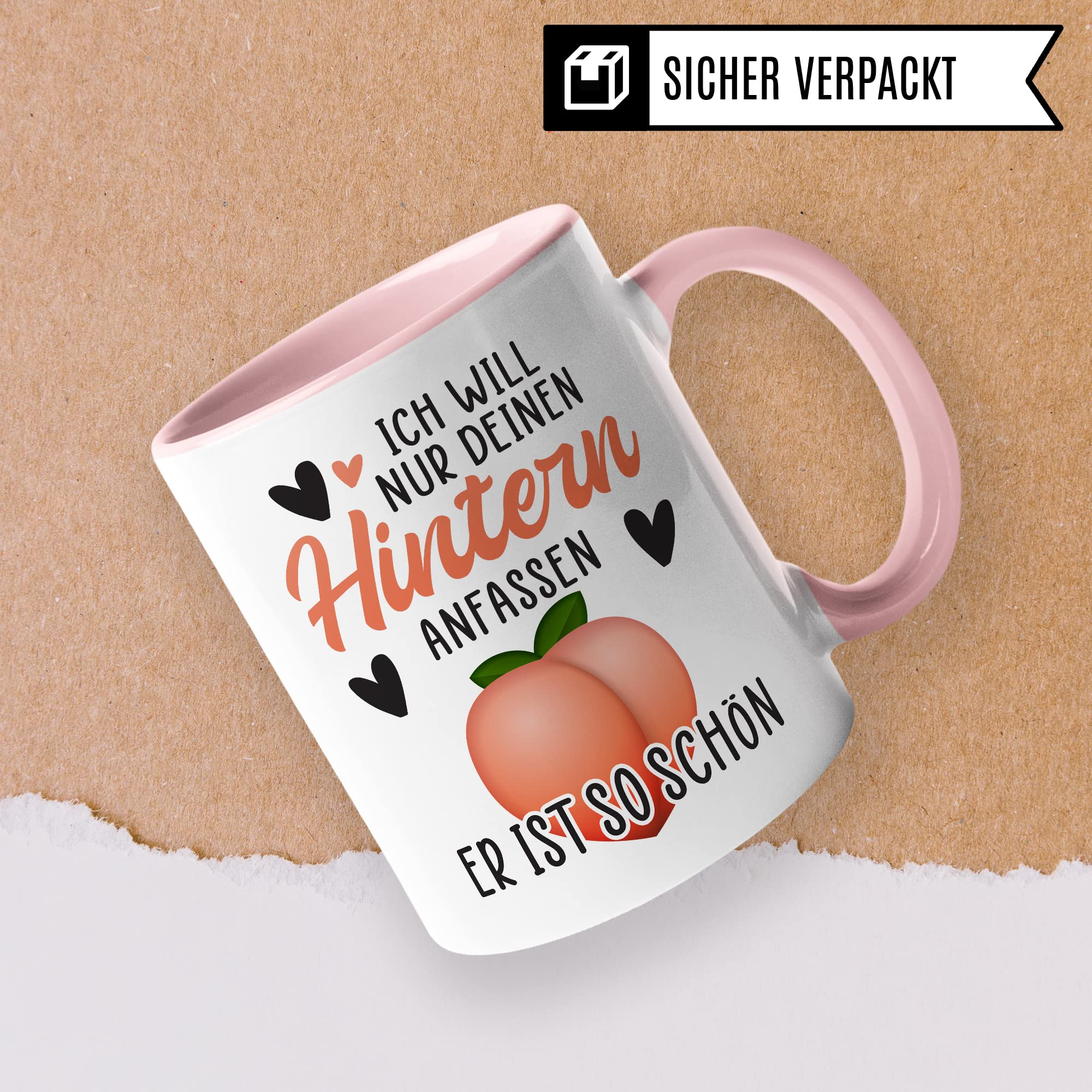 Hintern Tasse Freundin Geschenk Kaffeetasse Freund Popo Kaffee-Becher lustiges Geschenk Beziehung Geschenkidee Humor Ich will deinen Hintern anfassen Spruch Zeichnung