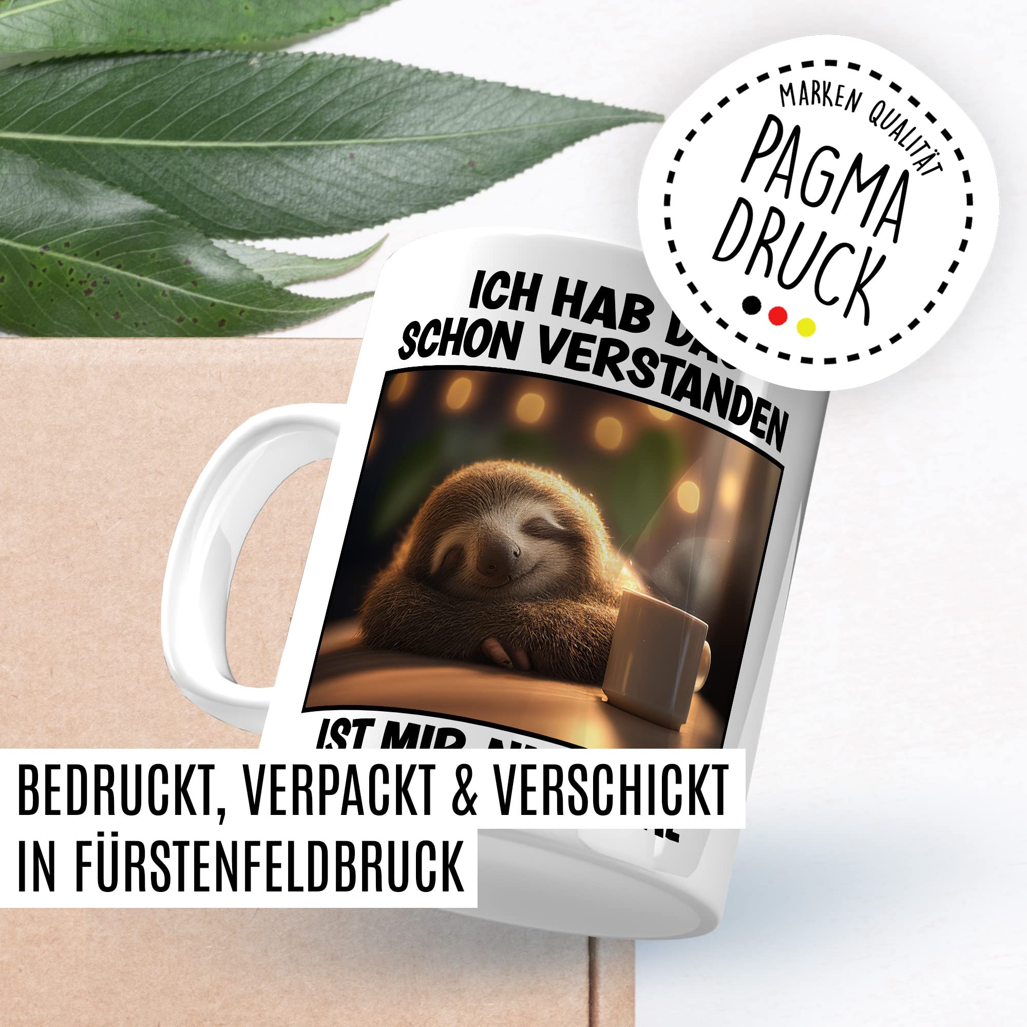 Faultier Tasse Ist mir Egal Geschenk Humor Kaffeetasse mit lustigen Spruch Büro Kaffeebecher Kollegin Geschenkidee Optimisten Teetasse