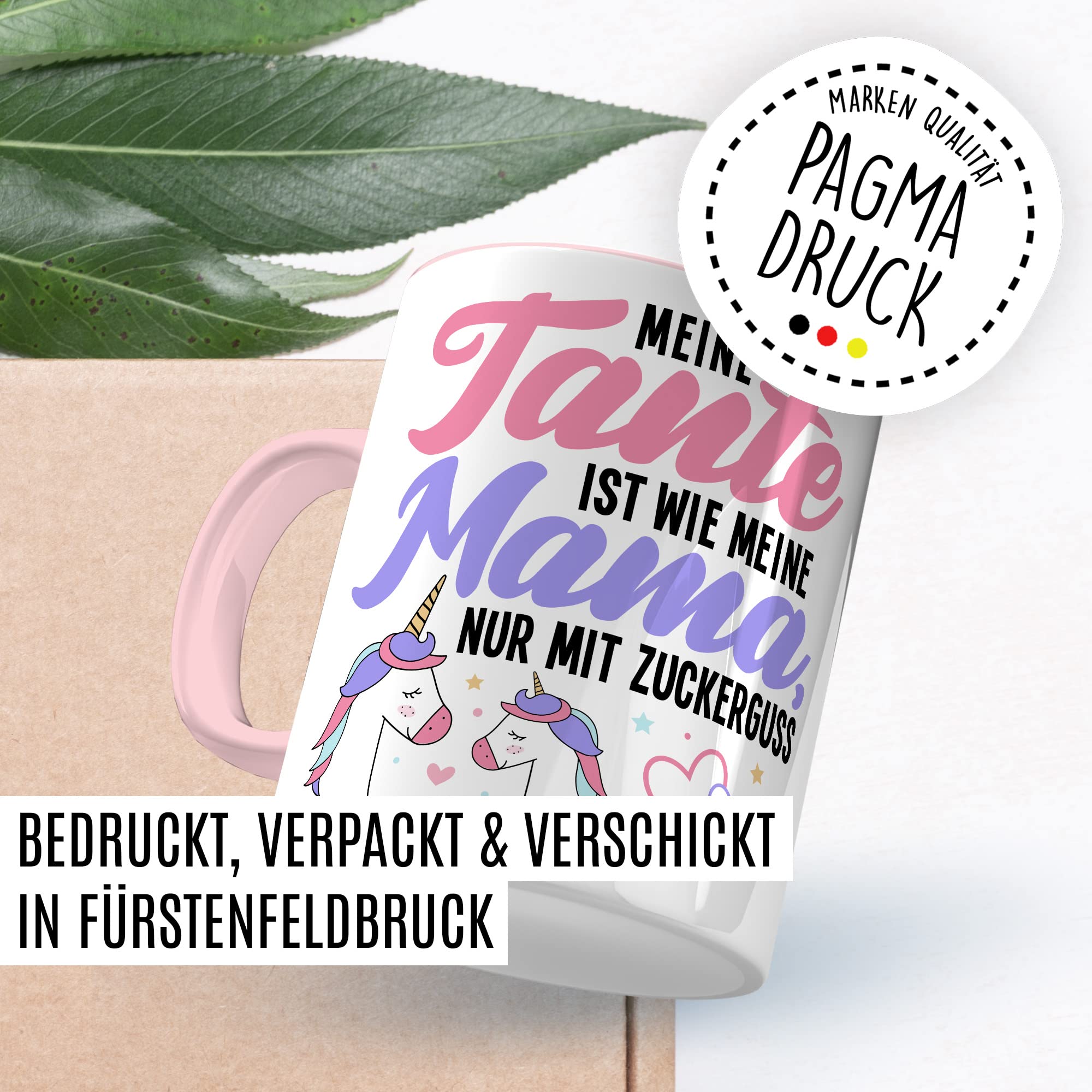 Tante Tasse lustig Geschenkidee Tante Nichte Kaffeetasse Geschenk Neffe mit Witz Lieblingstante Einhorn Kaffee-Becher für Patentante Patin Teetasse Humor Mama mit Zuckerguss