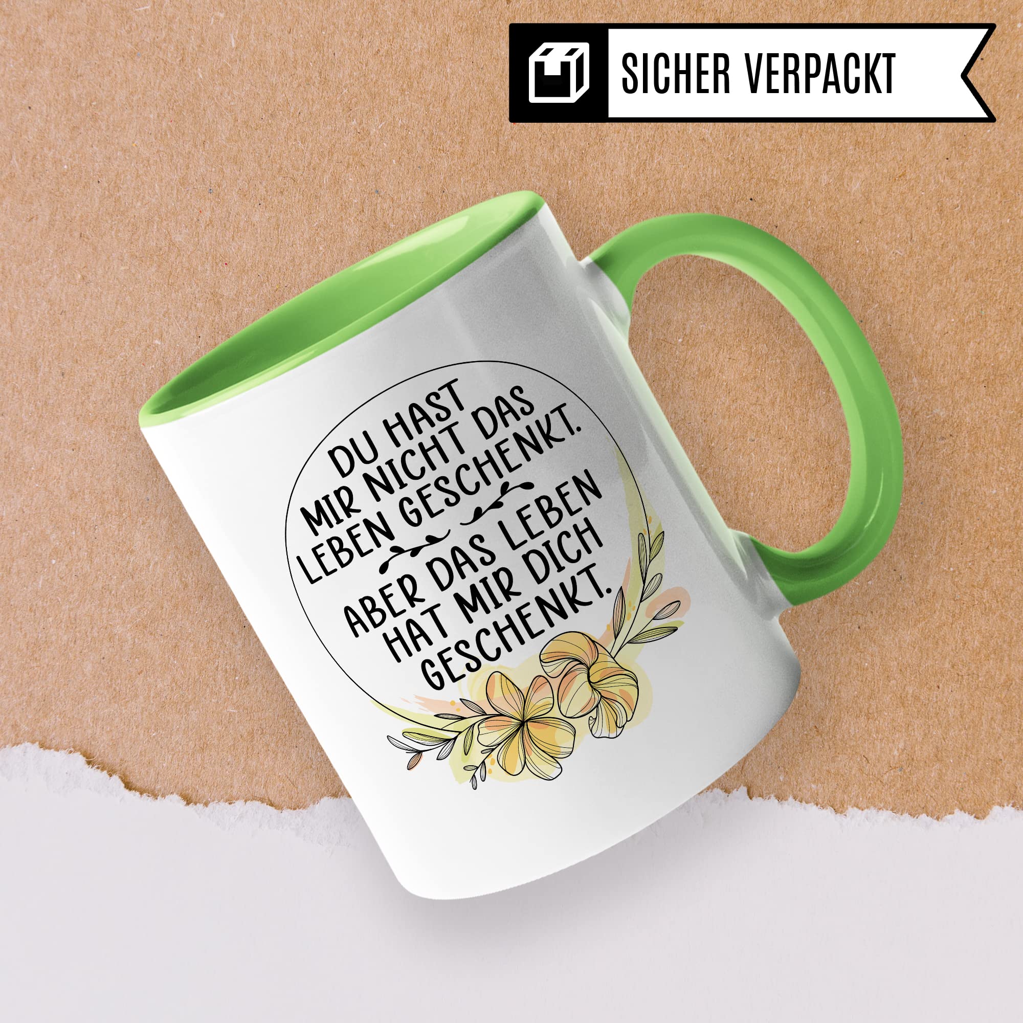 Tasse Pflegemama Geschenk, Das Leben hat mir dich geschenkt Geschenkidee Pflegemutter Tasse mit Spruch Kaffee-Becher Kaffeetasse Stiefmutter Ziehmutter Ersatzmama