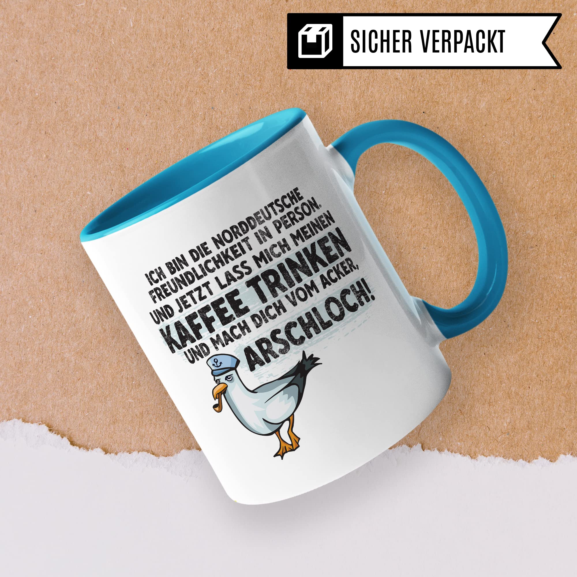 Moin Tasse Kaffee-Tasse Geschenkidee für Norddeutsche Norddeutschland Meer Nordsee Ostsee Kaffeebecher