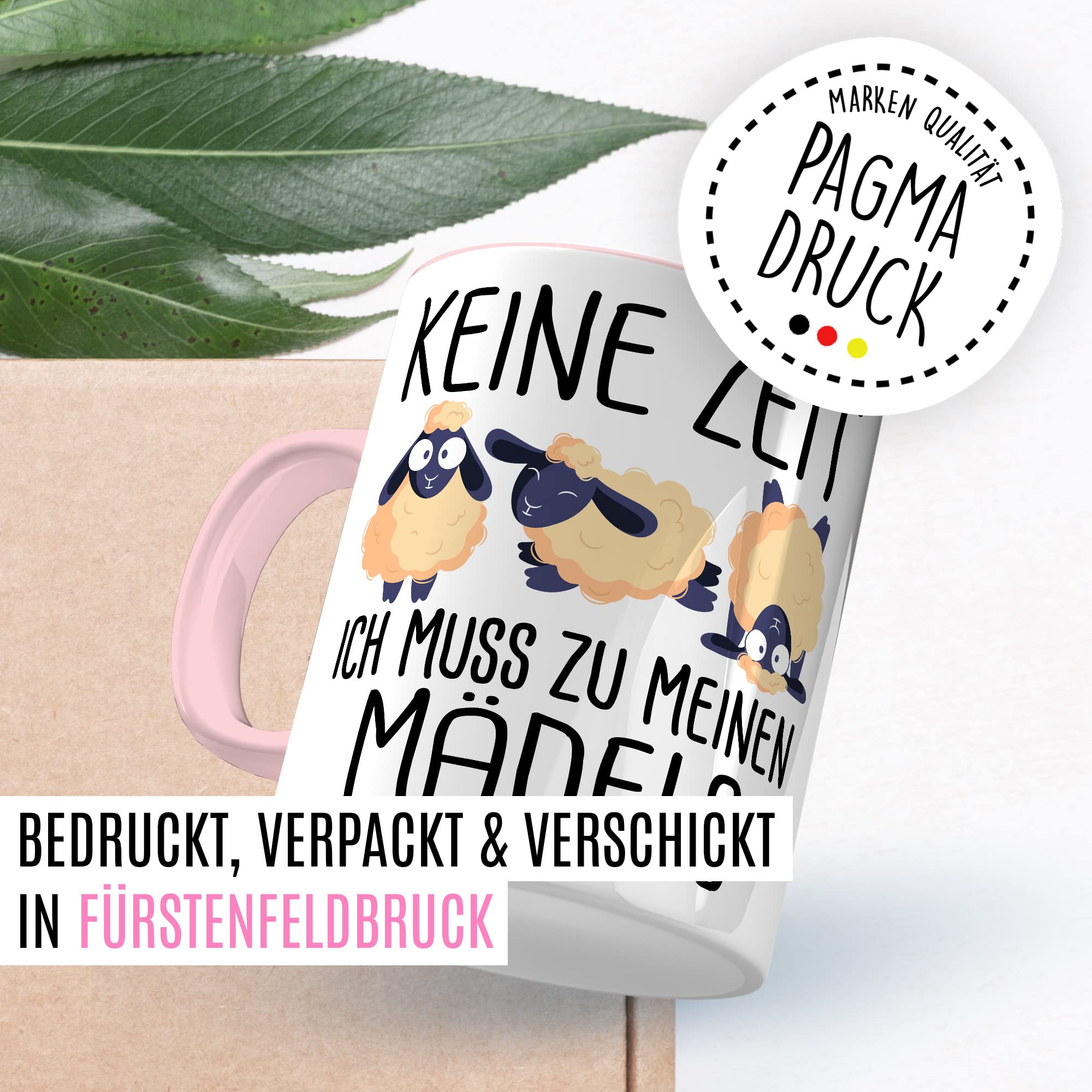 Mädels Tasse Schaf lustige Schafe Kaffeetasse Geschenk Kaffee-Becher Schäfchen süß Geschenkidee Mädchen Kollegin Humor Tante Freundin Wolle Cartoon Schaf Aufdruck witzig Bäuerin Bauernfrau