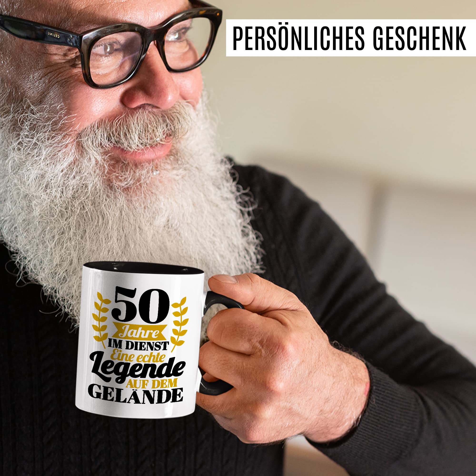 Tasse Dienstjubiläum Geschenk, 25 Jahre im Dienst - Eine echte Legende Geschenkidee Kollegen Kaffee-Becher Kaffeetasse Tasse mit Spruch Firmenjubiläum Arbeitsjubiläum Büro-Geschenk