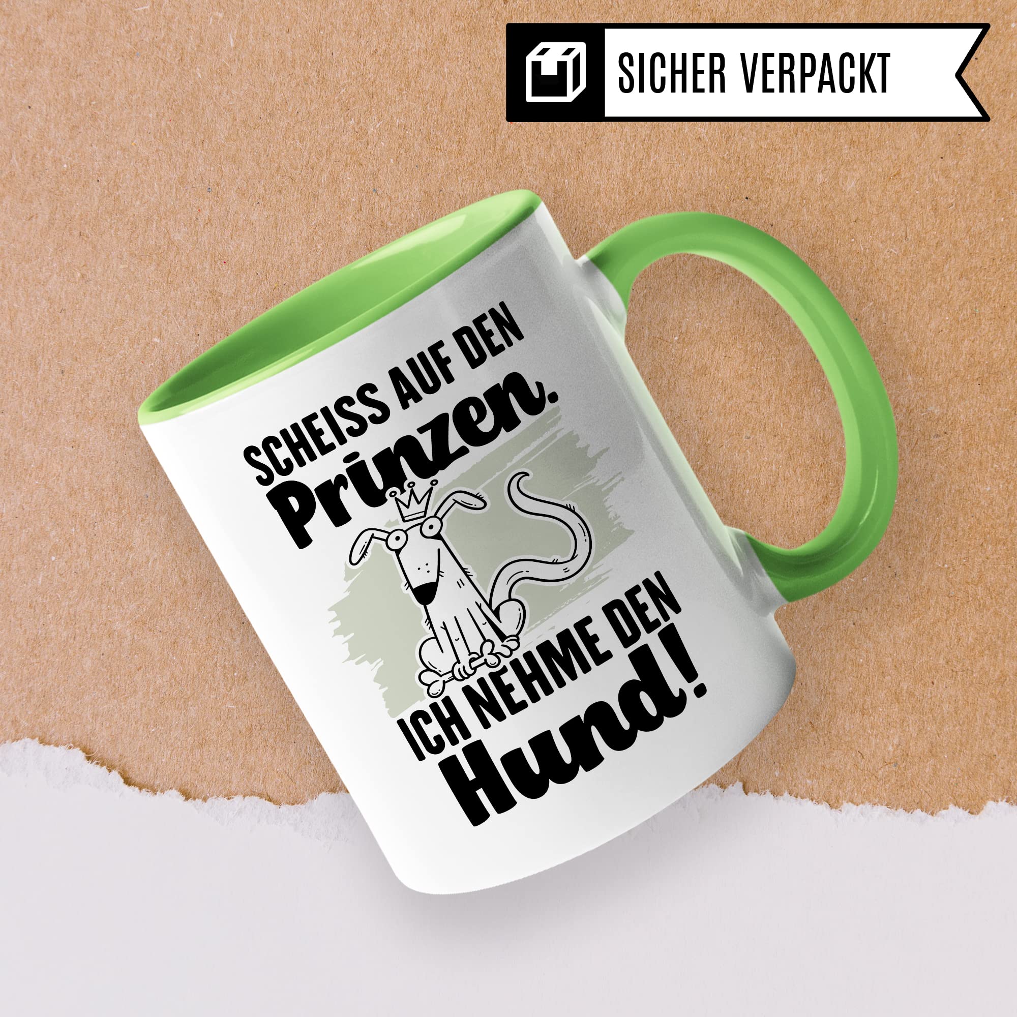 Tasse Hundemama Geschenk, Scheiß auf den Prinzen Ich nehme den Hund Geschenkidee beste Freundin Kaffee-Becher Kaffeetasse mit Spruch lustig Hundeliebhaber Single Liebeskummer