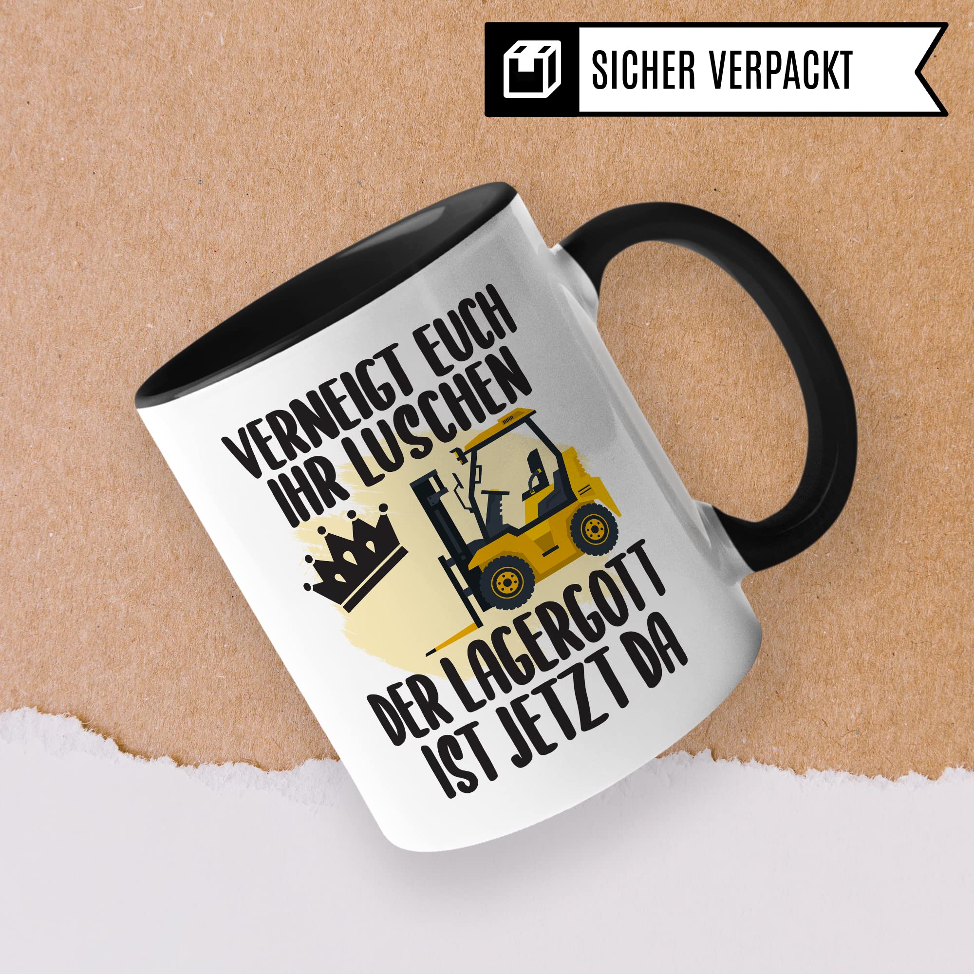 Lagerist Tasse mit Spruch lustig Staplerfahrer Geschenk Gabelstaplerfahrer Kaffee-Tasse böser Humor Kaffeebecher Lagerarbeiter Geschenkidee Lagerlogistiker Kaffeetasse