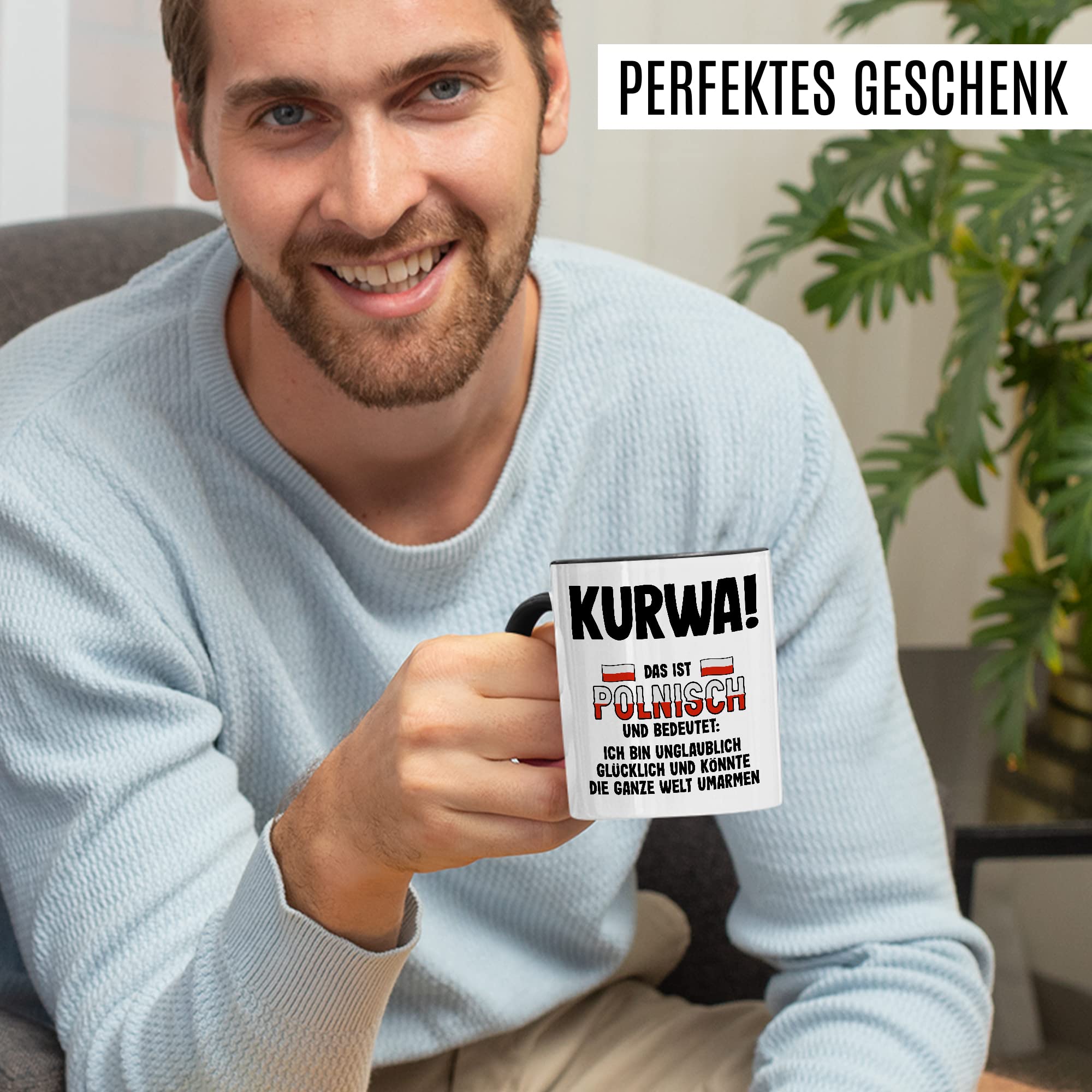 Kurwa Tasse lustige Kaffeetasse mit Spruch polnisch Kaffee-Becher Polen Witz kurwa mac Geschenkidee Pole Polin Geschenk Ostblock falsche Übersetzung Deutsch-Polnisch Sarkasmus