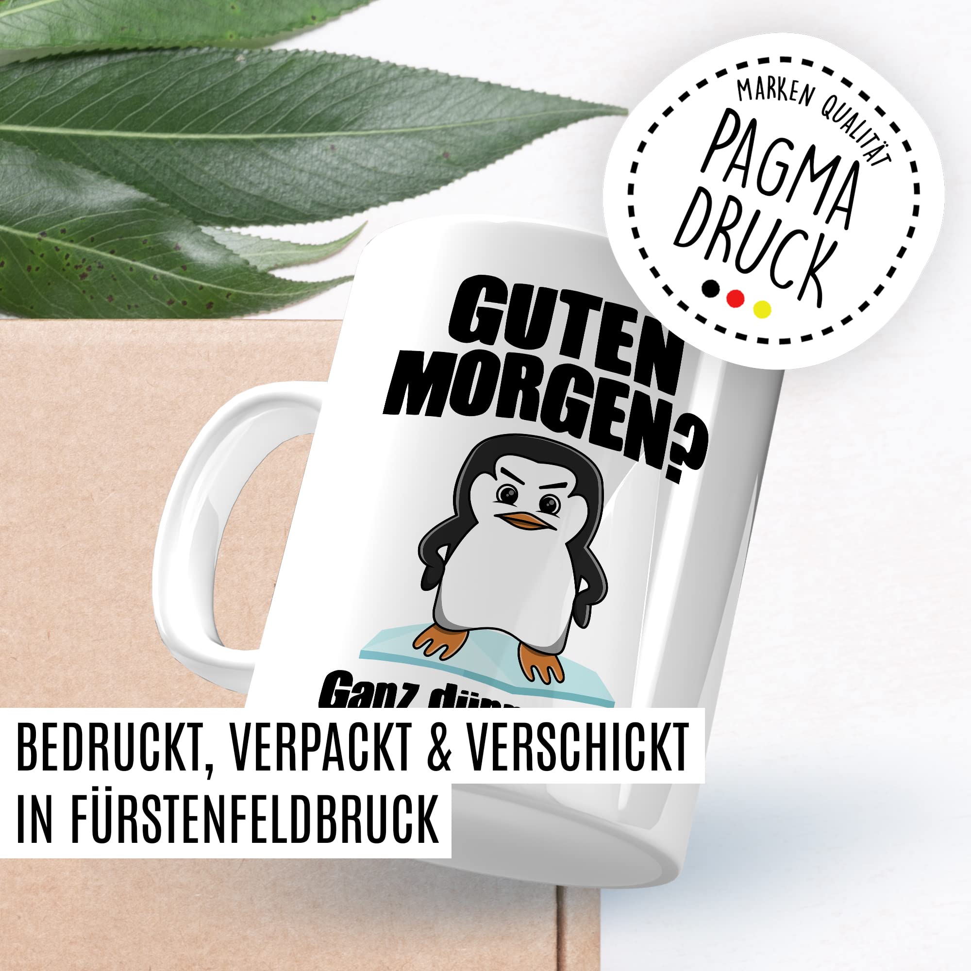 Tasse Morgenmuffel Geschenk, Guten Morgen? Ganz dünnes Eis Geschenkidee Kaffeetasse mit Spruch lustig Kaffee-Becher Bürogeschenk Pinguin-Motiv lustige Tasse Kollegen