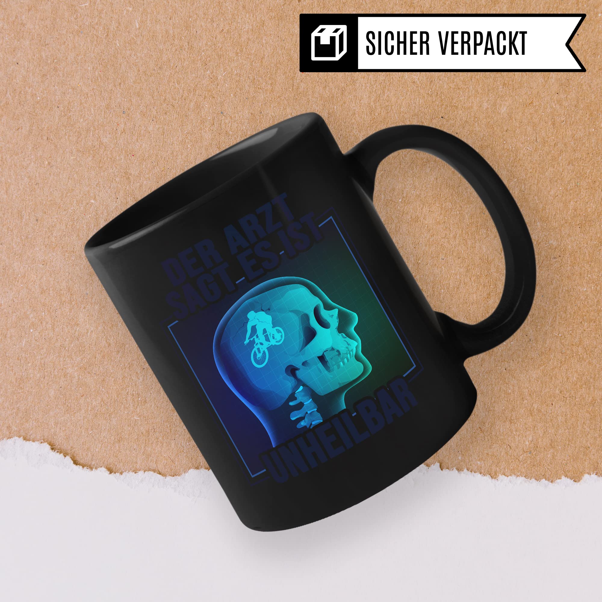 Fahrrad Tasse Fahrradliebe Kaffeetasse Bike Kaffee-Becher lustig Geschenk Fahrradfahren Geschenkidee Fahrrad im Kopf Motiv Biker