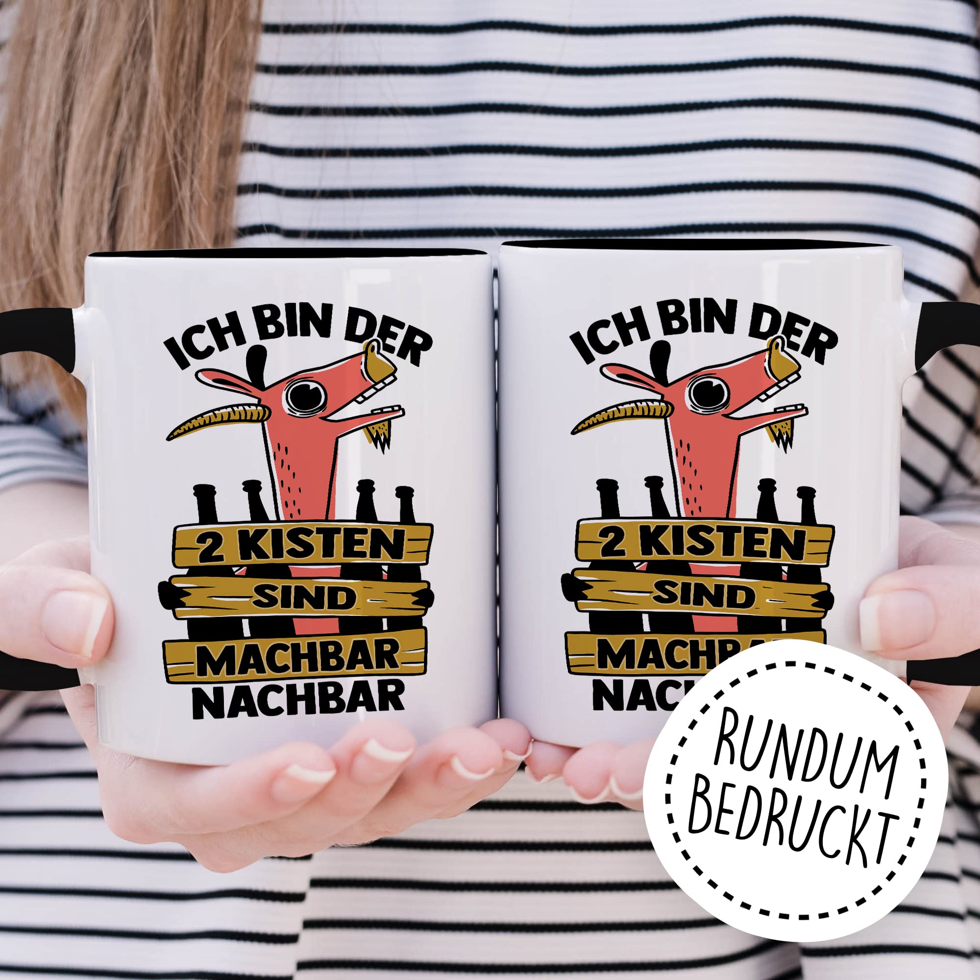 Tasse Nachbar Geschenk lustig, Ich bin der 2 Kisten sind machbar Nachbar Geschenkidee Nachbar Kaffee-Becher Kaffeetasse Tasse mit Spruch lustig Bierkisten Teeasse Nachbarschaft