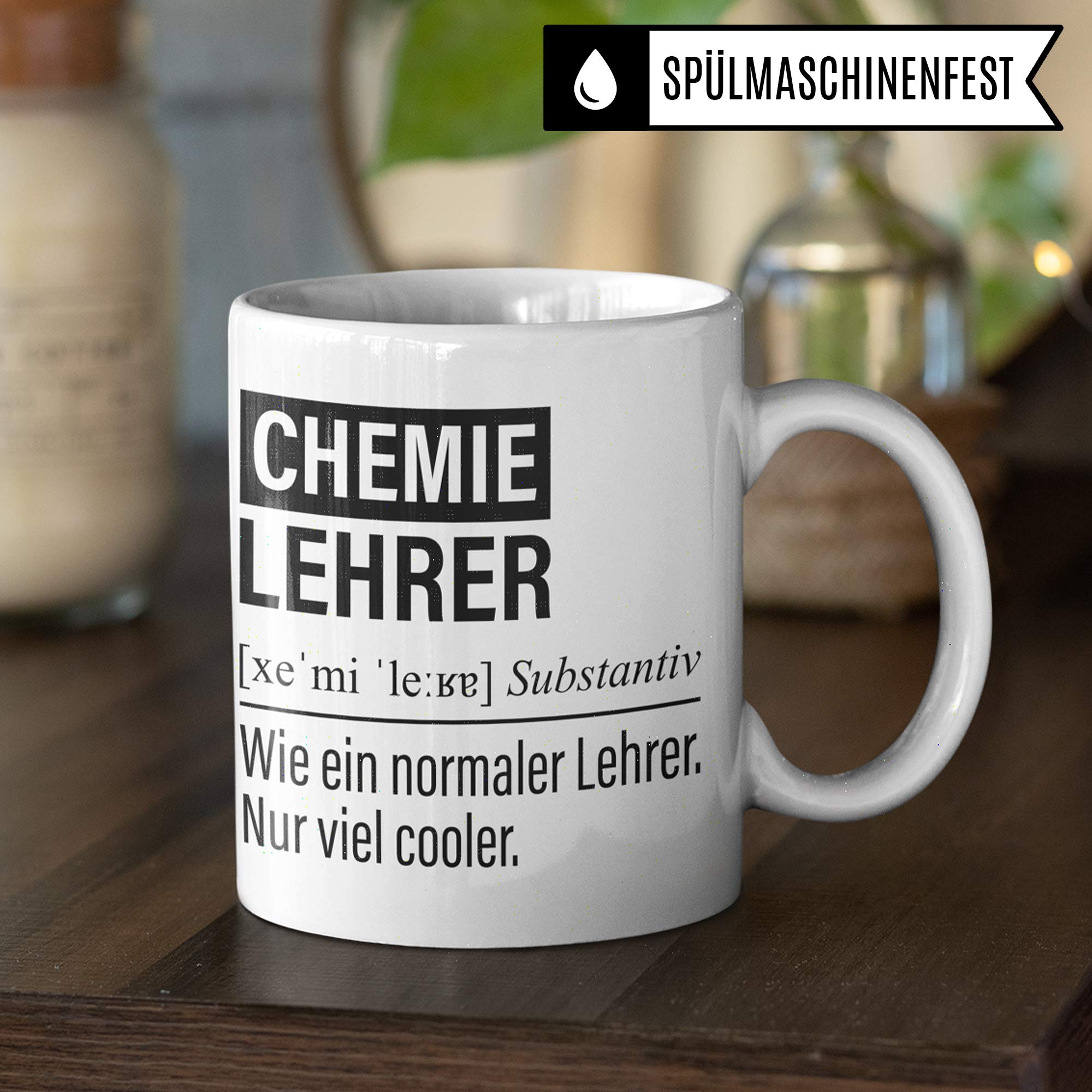 Chemie Lehrer Tasse, Geschenk für Chemielehrer, Kaffeetasse Geschenkidee Lehrer lustig, Kaffeebecher Lehramt Schule Chemie Unterricht Witz