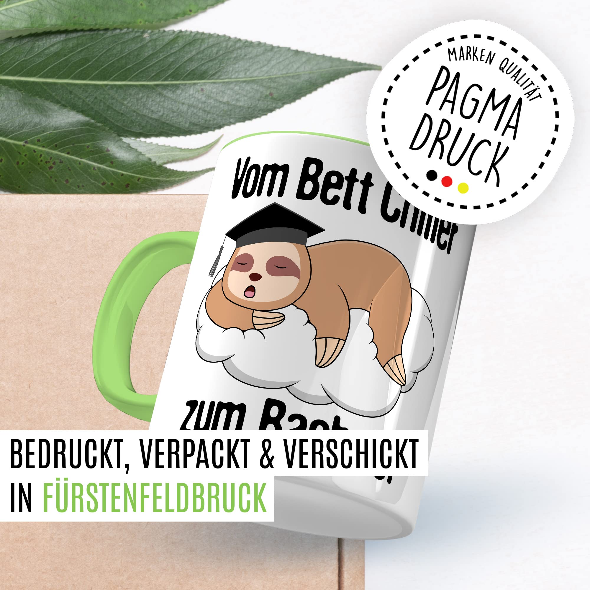 Bachelor Tasse Studenten Geschenk Humor Kaffeetasse mit lustigen Spruch Uni Kaffeebecher Studentin Geschenkidee Faultier Teetasse