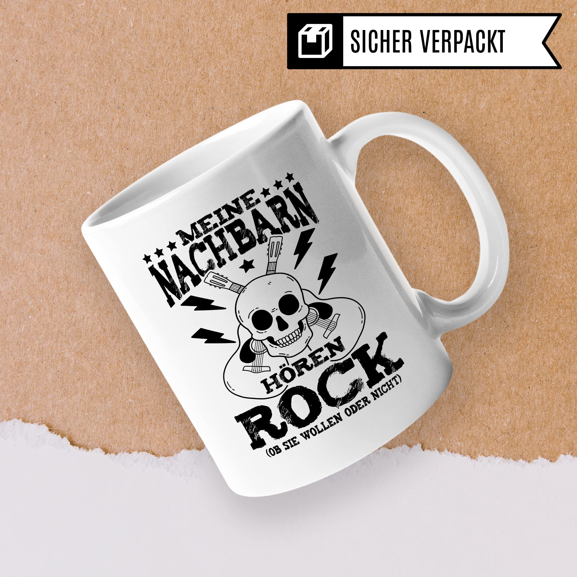 Rock Tasse Rocker Kaffeetasse Metal Fan Geschenkidee Kaffee-Becher Geschenk Spruch lustig Humor Teetasse Witz Meine Nachbarn hören Rock