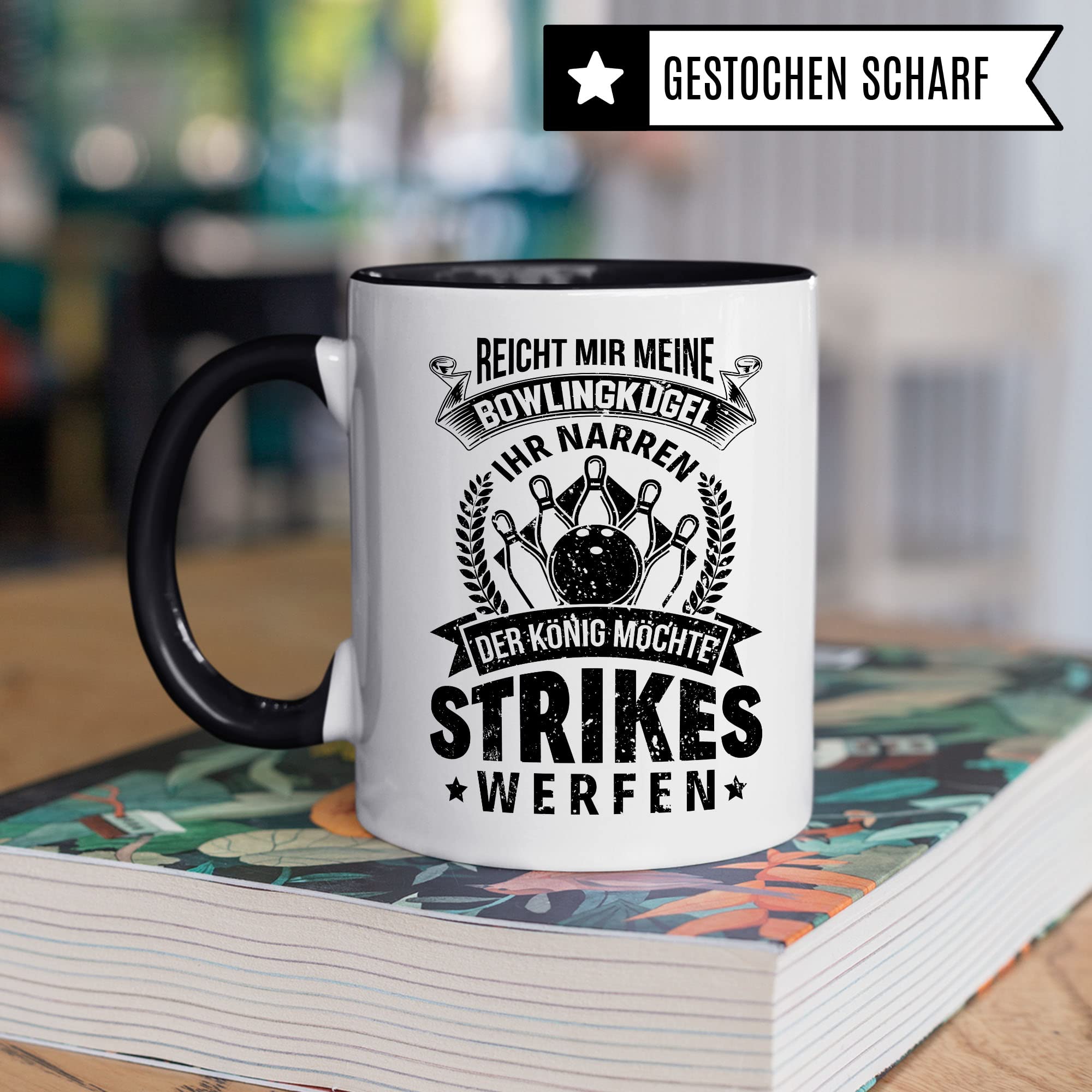 Bowling Tasse Geschenkidee Kaffeetasse Humor Witz Geschenk für Bowler Kaffeebecher Strike Becher