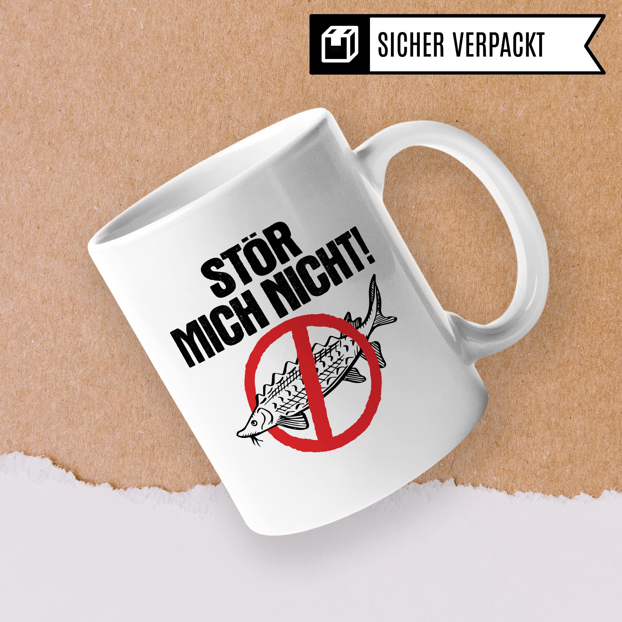 Tasse Angler Geschenk, Stör mich nicht! Geschenkidee Fischer Fisch-Liebhaber Kaffeetasse mit Spruch lustig Kaffee-Becher Wortwitz Fischart Stör Teetasse