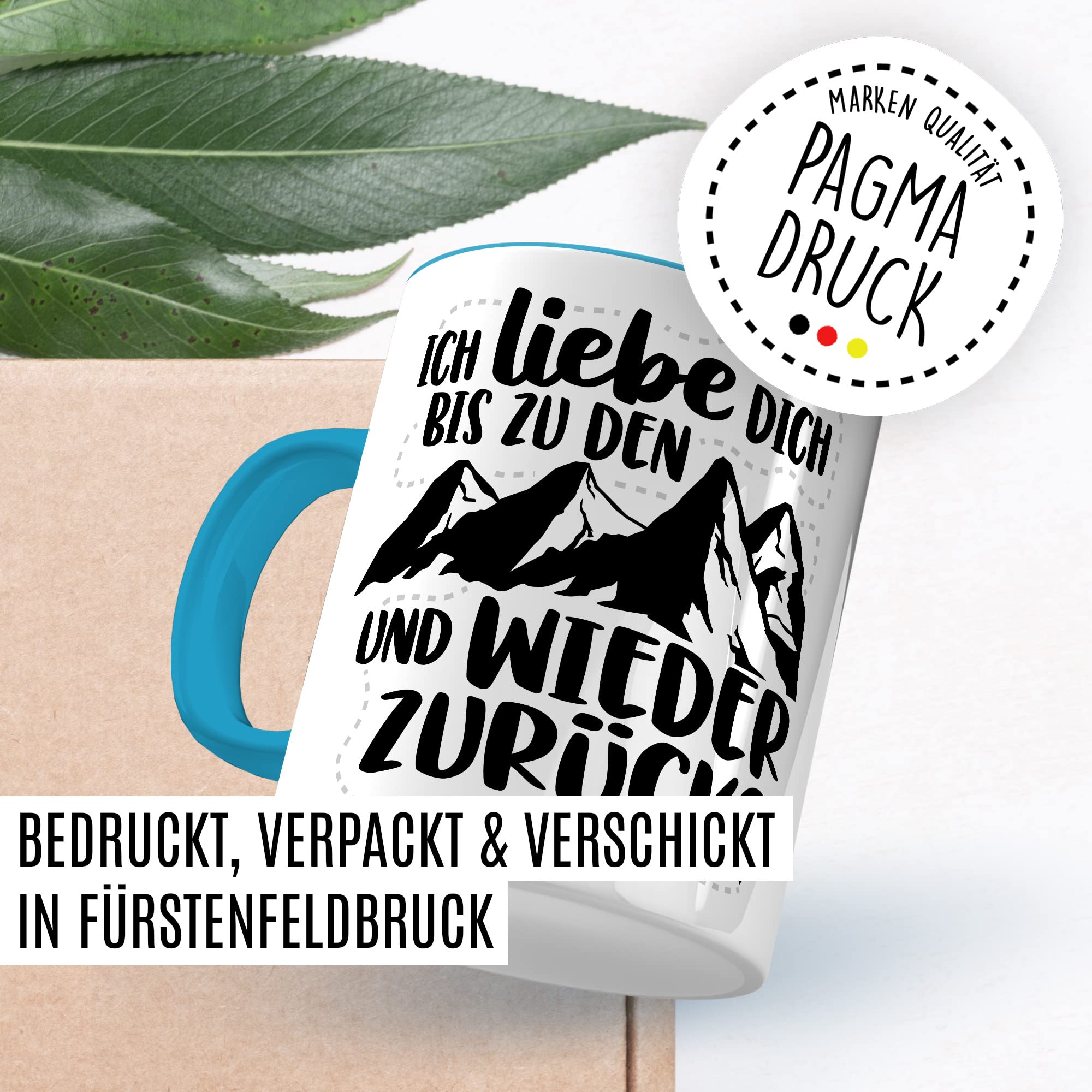 Berge Tasse Liebe Geschenk, Ich liebe dich bis zu den Bergen und zurück Geschenkidee Bergsteiger Kaffeetasse mit Spruch Kaffee-Becher Bergsteigen Wandern Natur