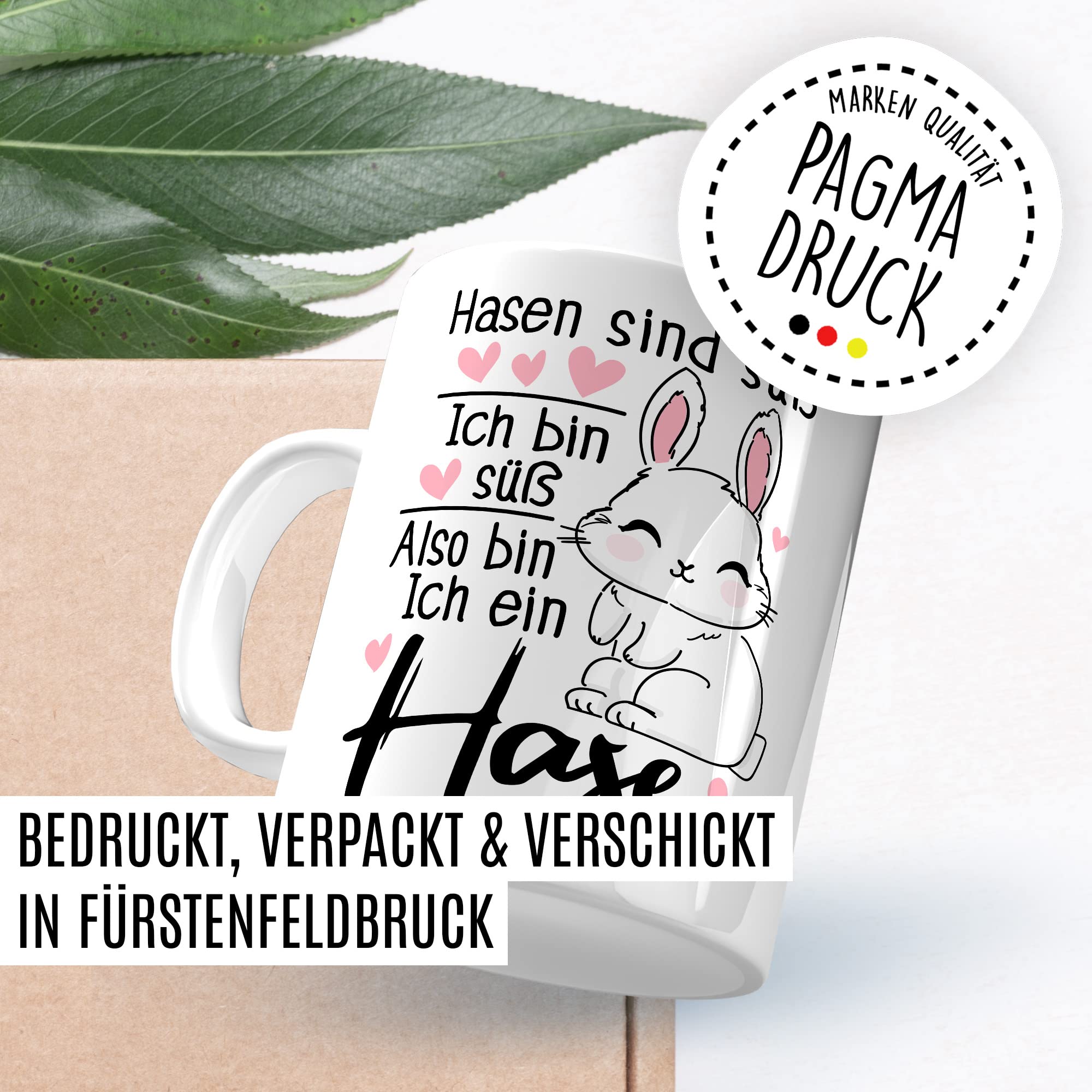 Hasen Tasse mit Spruch lustig Kaffeetasse mit Tier Witz Kaninchen Kaffee-Becher Häschen Humor Geschenk Hasen sind süß Ich bin süß Spruch Teetasse Haustier Feldhase Langohr Halter