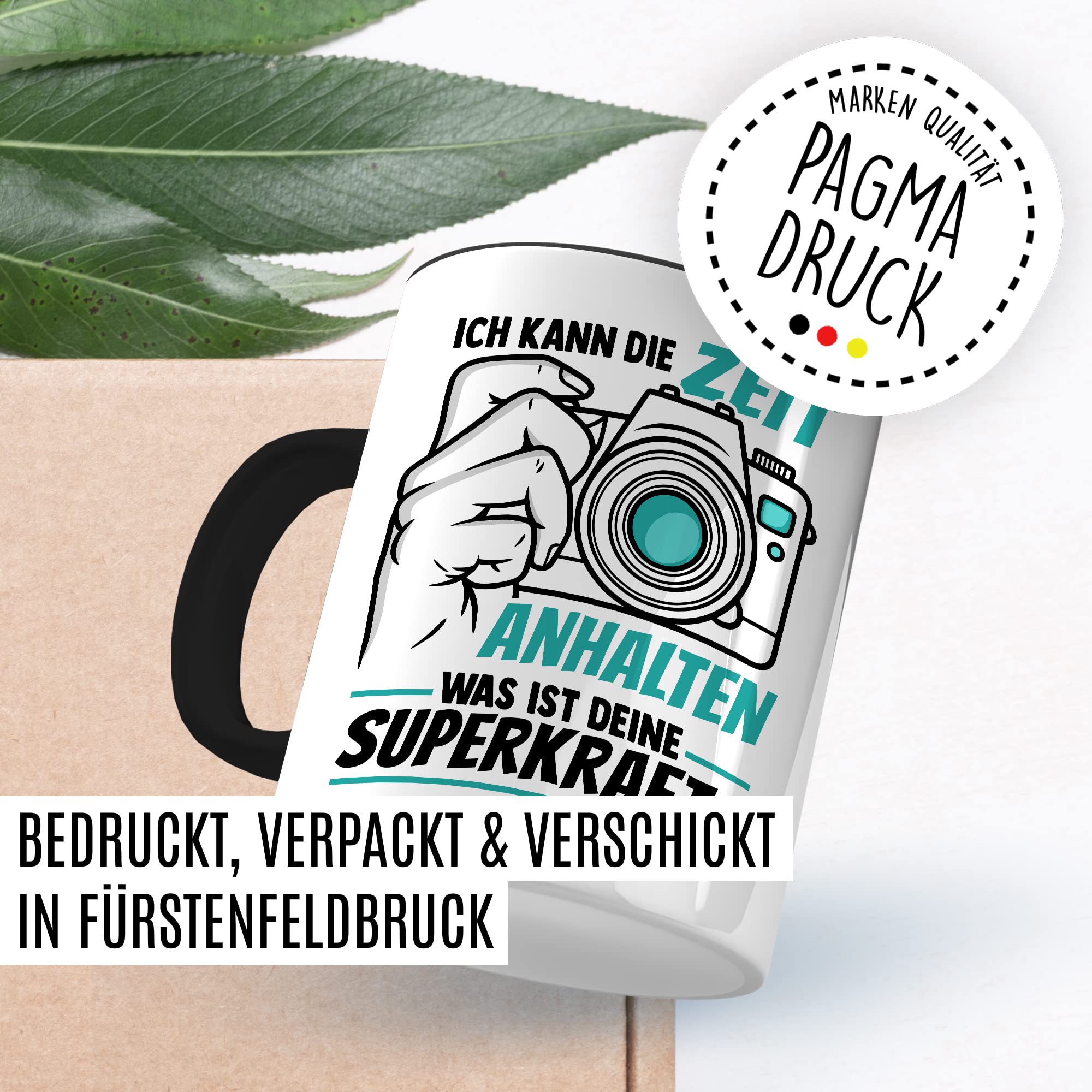 Tasse Kameramann Geschenk, Ich kann die Zeit einhalten - Und was ist deine Superkraft Geschenkidee Fotograf Kaffee-Becher Kaffeetasse mit Spruch lustig Kamera fotografieren