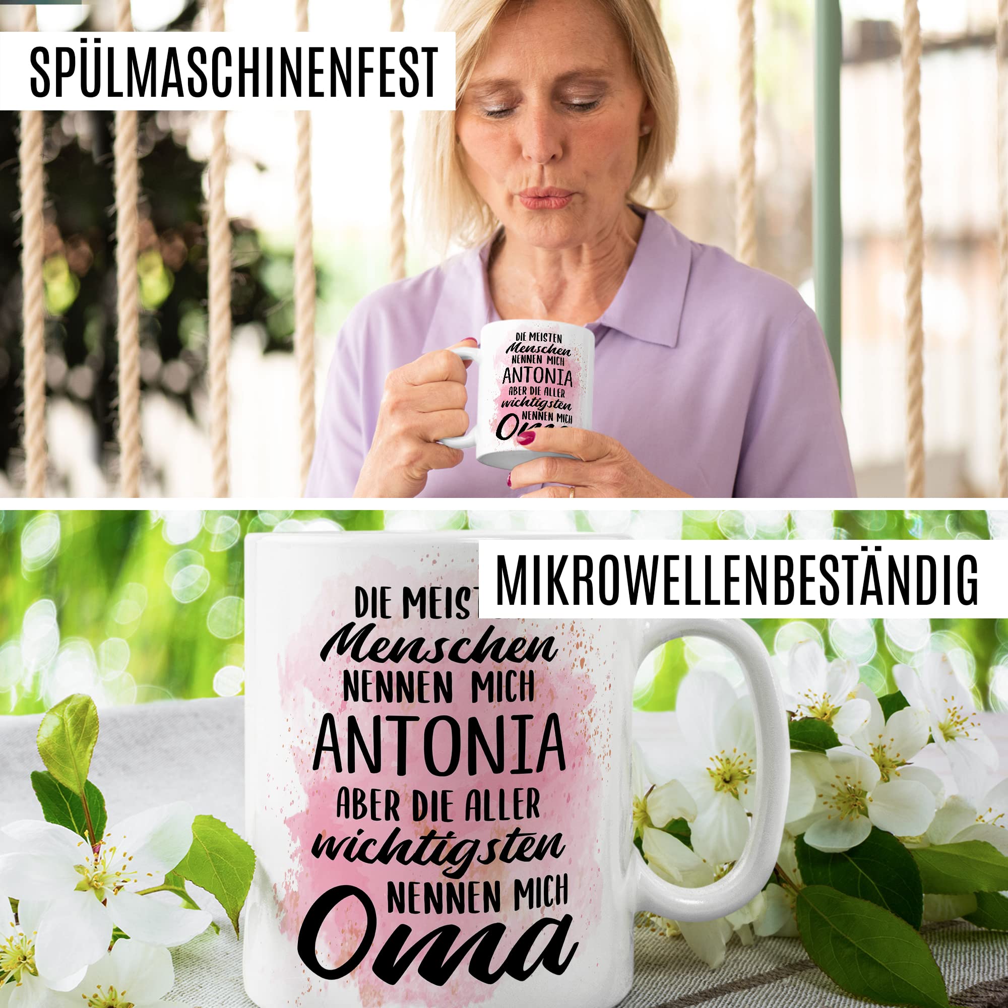 Oma Tasse personalisiert mit Name - Die wichtigsten Menschen nennen mich Oma Geschenk personalisieren - Großmutter Geschenkidee von Enkel & Enkelin Kaffee-Becher personalisierbar