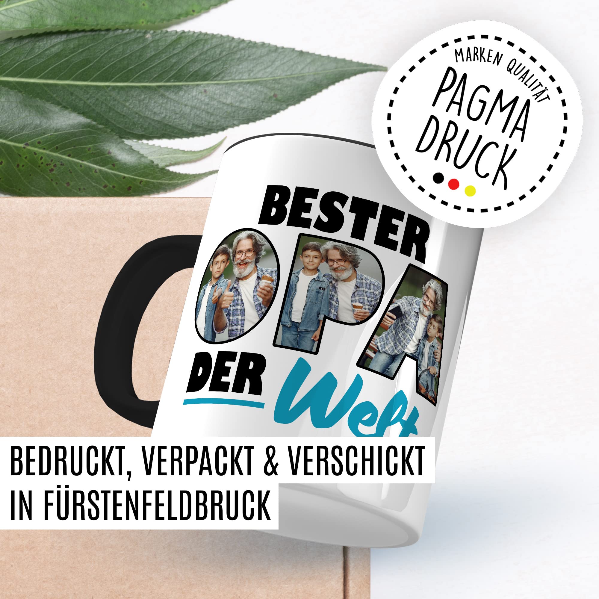 Opa Tasse personalisierbar mit Bild, Bester Opa der Welt, Geschenk personalisiert Großvater Spruch Enkelkinder schöner Spruch Geschenkidee Kaffeetasse Enkel