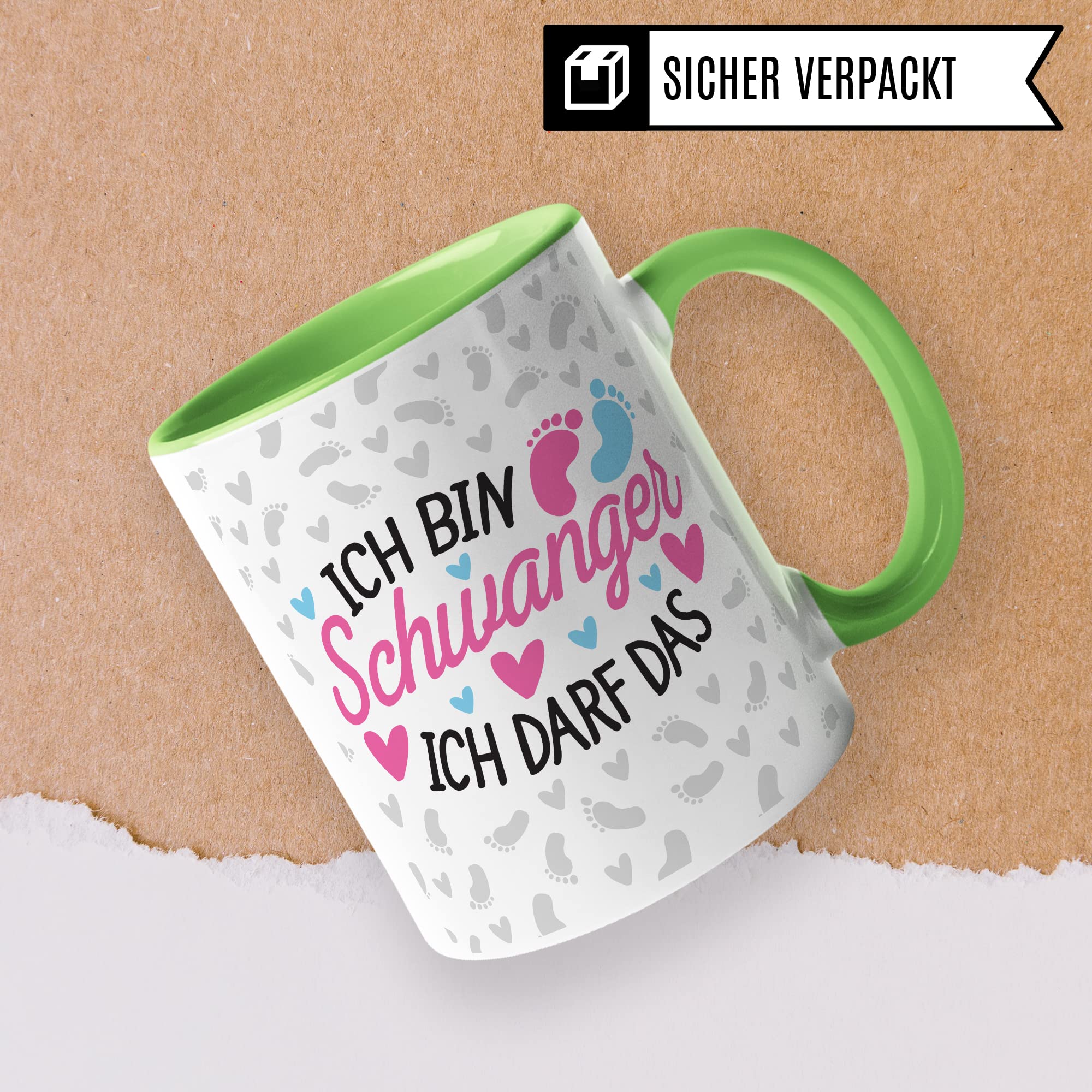 Schwangerschaft Tasse - Ich bin Schwanger Ich darf das - Geschenk für Schwangere schöner Spruch Geschenkidee werdende Mutter Kaffee-Becher