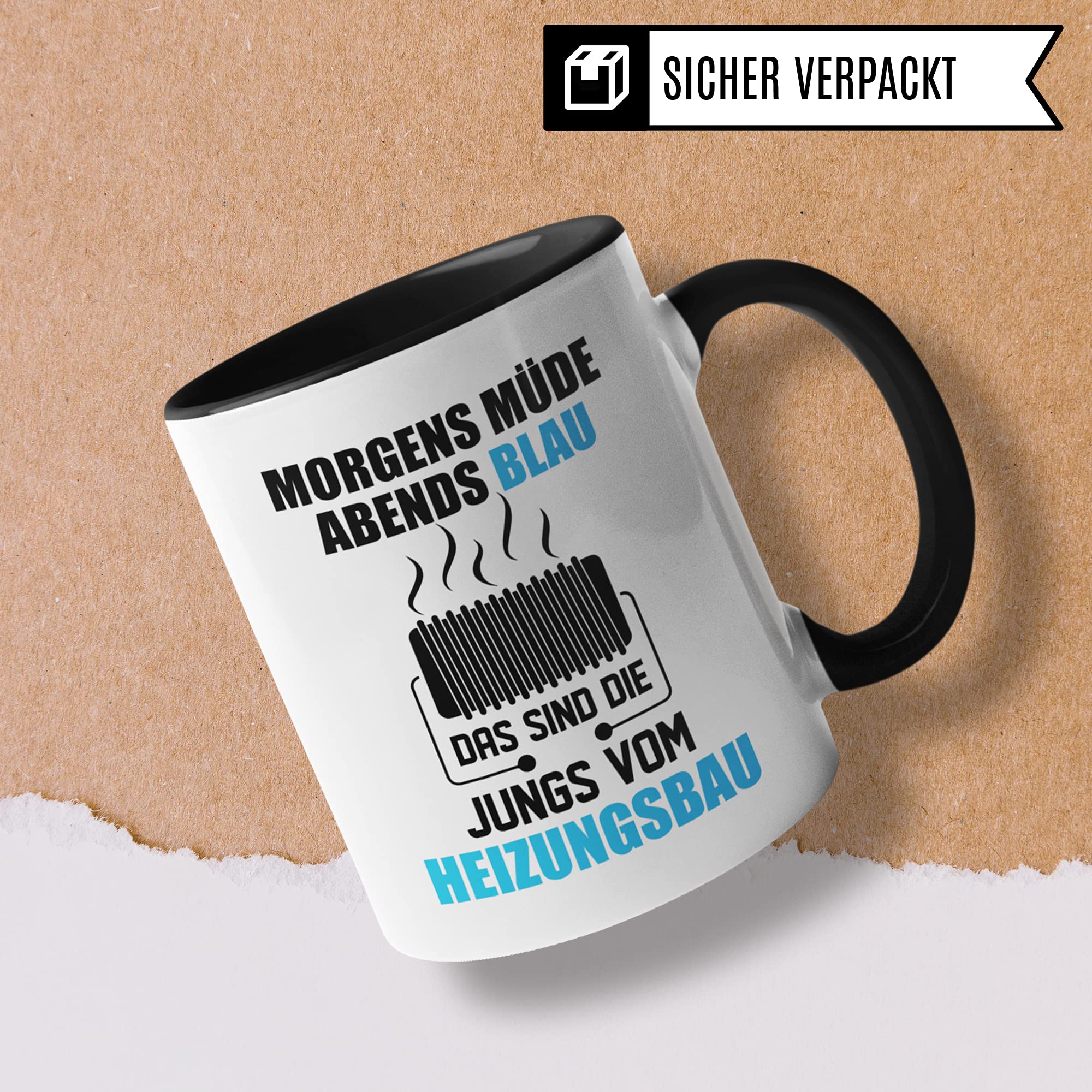 Heizungsbau Tasse, Geschenk für Installateur & Heizungsbauer, Becher Heizungsinstallateur Geschenkidee, Kaffeetasse Zentralheizungsbauer Anlagenmechaniker Beruf Kaffeebecher