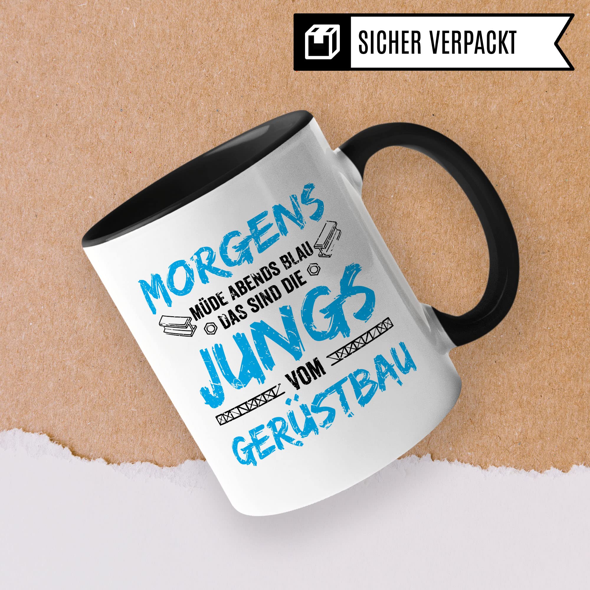 Gerüstbau Tasse Geschenkidee Bau Kaffeetasse Humor Witz Geschenk für Gerüstbauer Kaffeebecher Bauarbeiter Becher