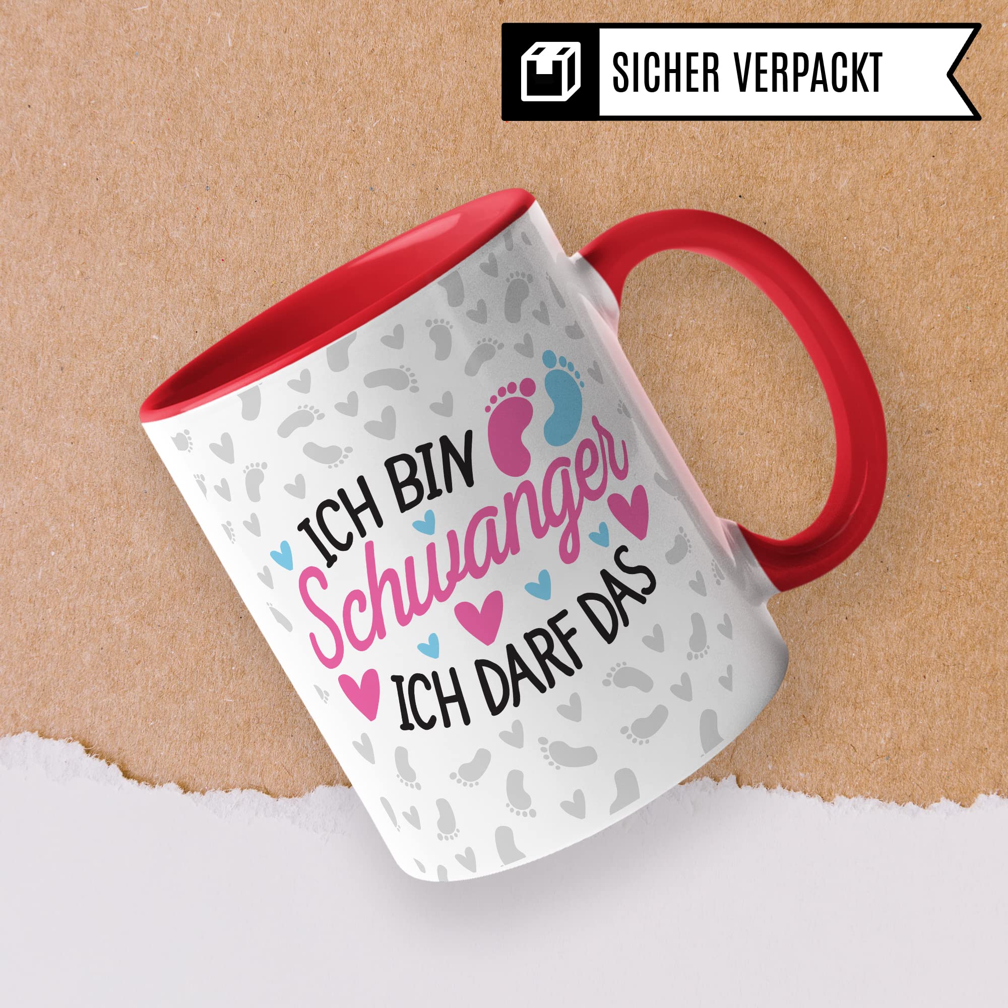 Schwangerschaft Tasse - Ich bin Schwanger Ich darf das - Geschenk für Schwangere schöner Spruch Geschenkidee werdende Mutter Kaffee-Becher