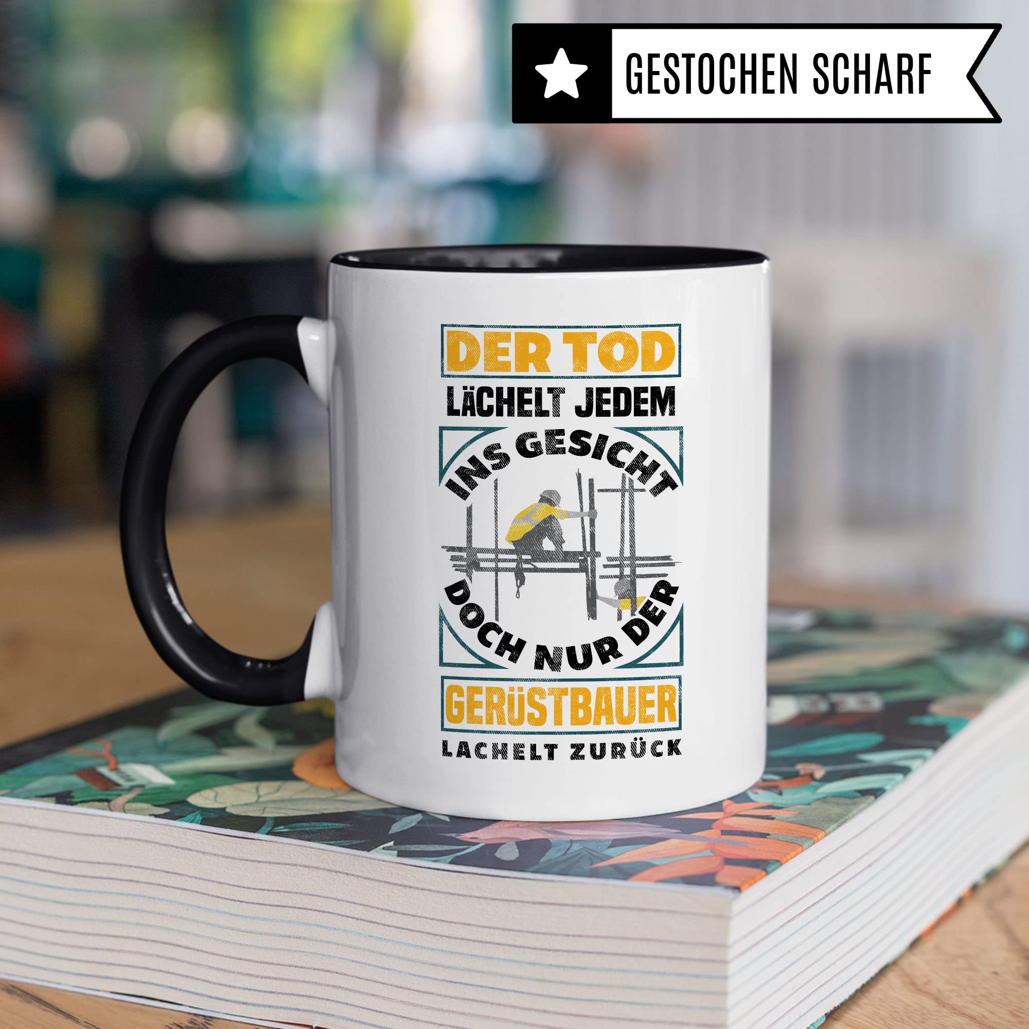 Gerüstbau Tasse Geschenkidee Bauarbeiter Kaffeetasse Humor Witz Geschenk für Gerüstbauer Kaffeebecher Bau Becher