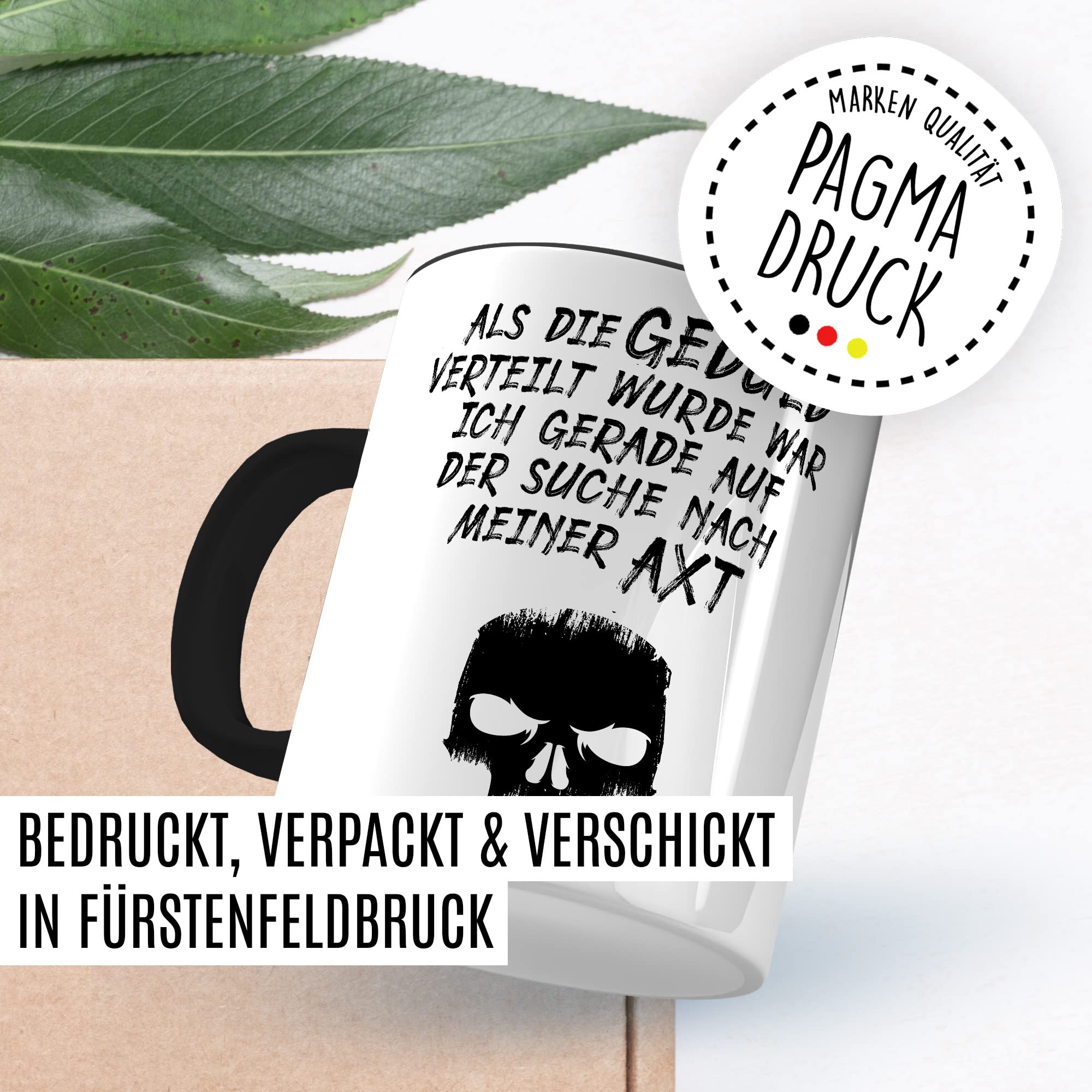 Lustige Tasse mit Spruch Kaffeetasse Humor Kaffee-Becher mit Witz Sarkasmus Geschenk Freunde Geschenkidee Kollegen Teetasse Als Geduld verteilt wurde war ich auf der Suche nach meiner Axt