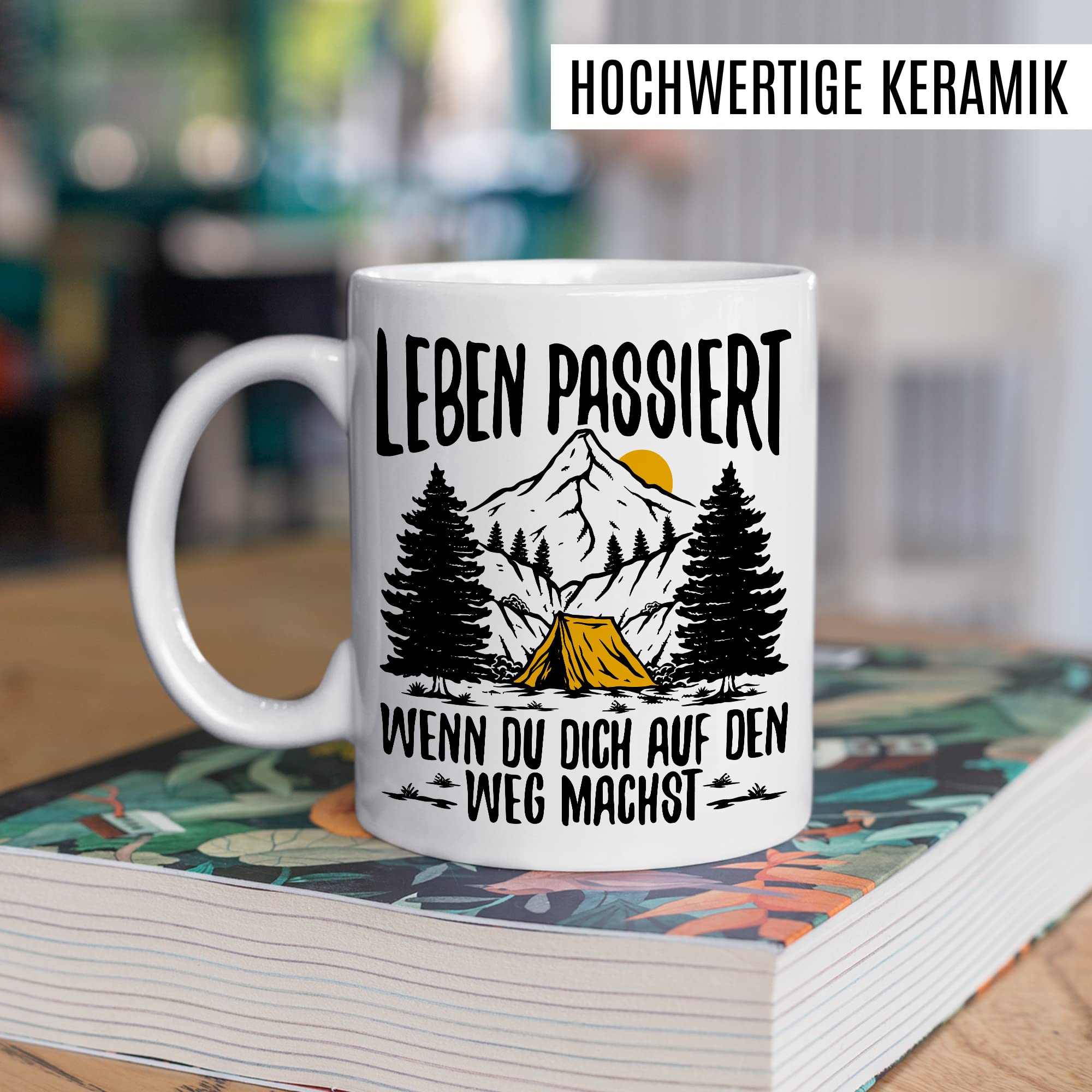 Reisen Tasse Wohnmobil Becher Roadtrip Kaffeetasse Camping Geschenk Urlaub Camper Kaffee-Becher Geschenkidee Outdoorfans Bagpacking Zelt Zelten Abenteuer Outdoor Spruch Weltreise