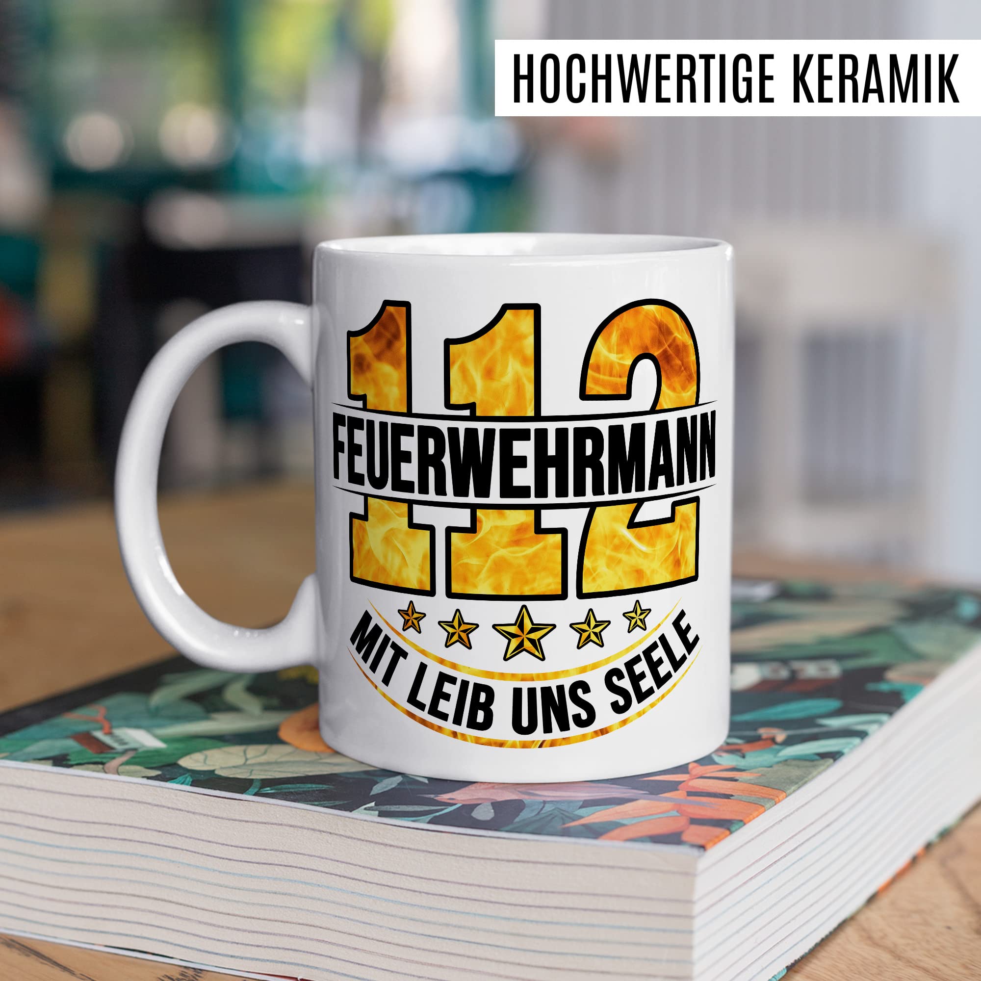 Feuerwehrmann Tasse 112 Geschenkidee Kaffeetasse mit Spruch Geschenk für Freiwillig Feuerwehr Kaffeebecher Feuerwehrauto Becher