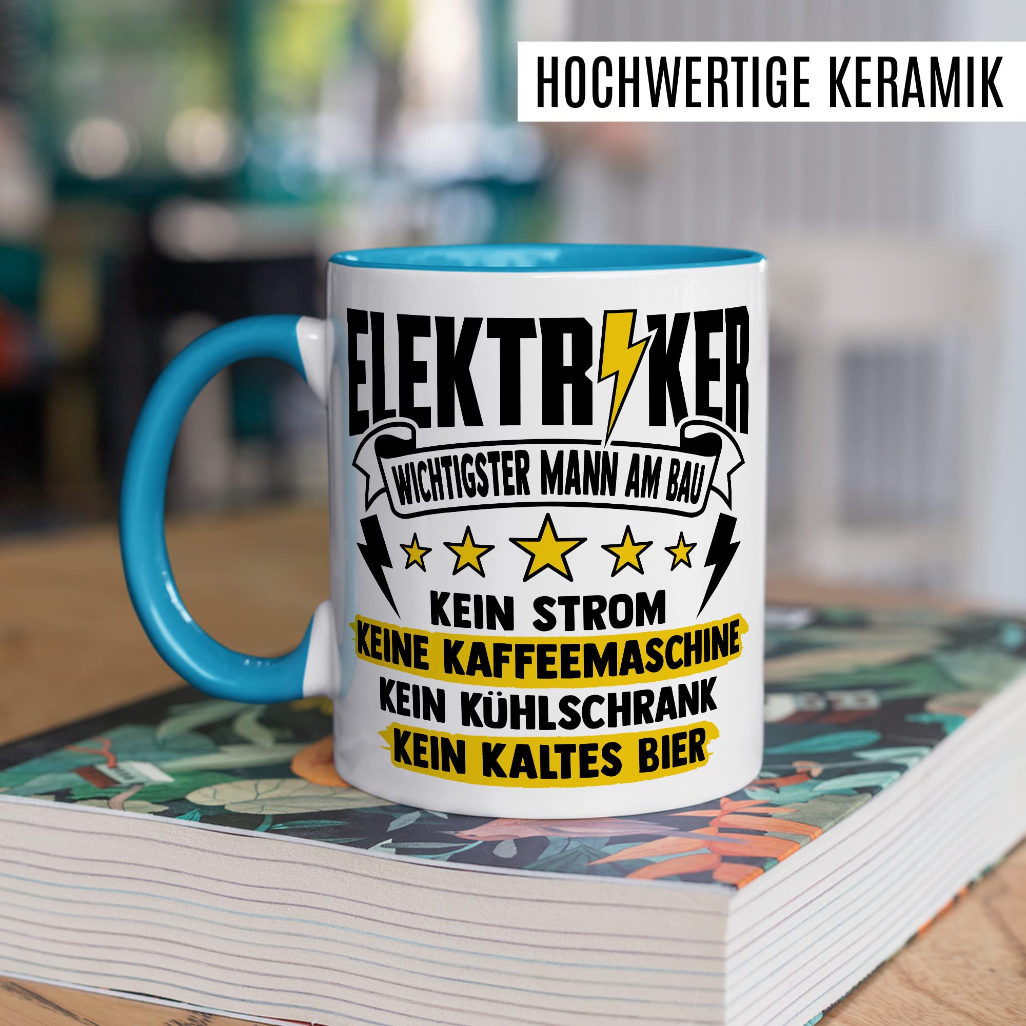 Installateur Tasse Elektriker Wichtigster Mann am Bau Witz Geschenkidee Elektronik Kaffeetasse Geschenk für Elektrotechniker Kaffeebecher Baustellen Becher