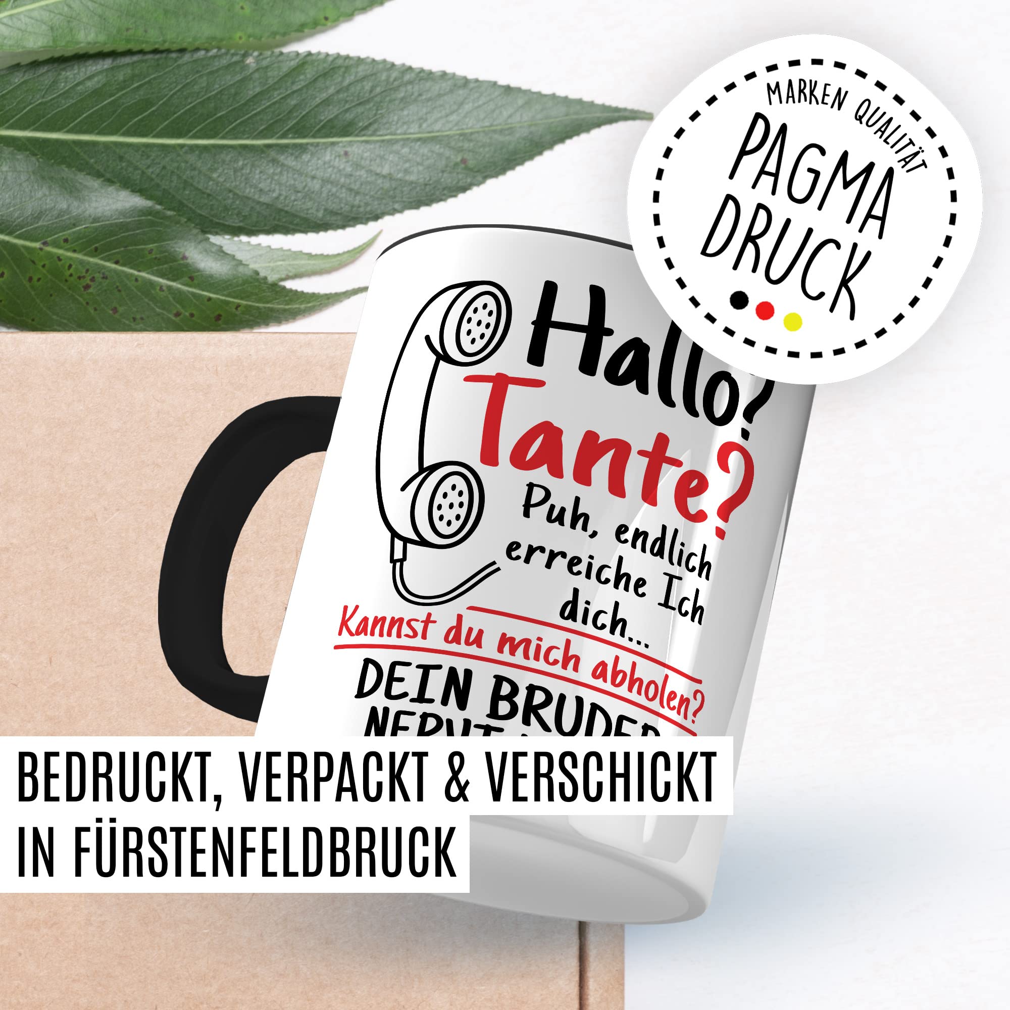 Tasse Onkel Geschenk, Hallo Onkel deine Schwester nervt mich Geschenkidee Onkel Kaffee-Becher Kaffeetasse Tasse mit Spruch lustig Familie Mama Papa Humor nerven Familien-Geschenk