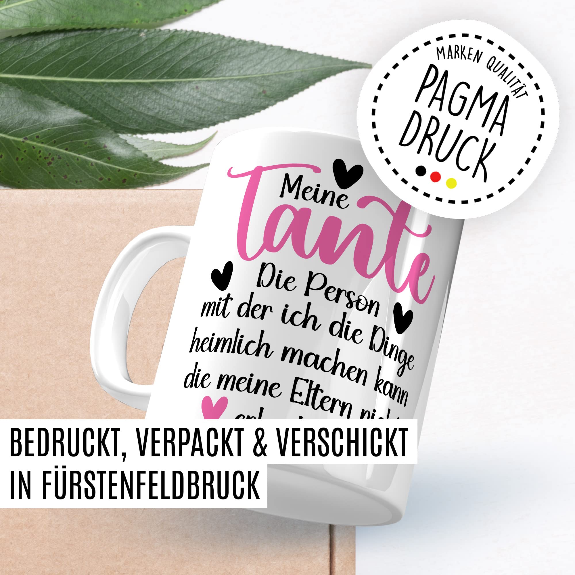 Tante Tasse Geschenk Patentante Kaffeetasse lustig Geschenkidee Familie Kaffee-Becher Nichte Neffe Humor Heimlich Dinge die meine Eltern nicht erlauben Spruch