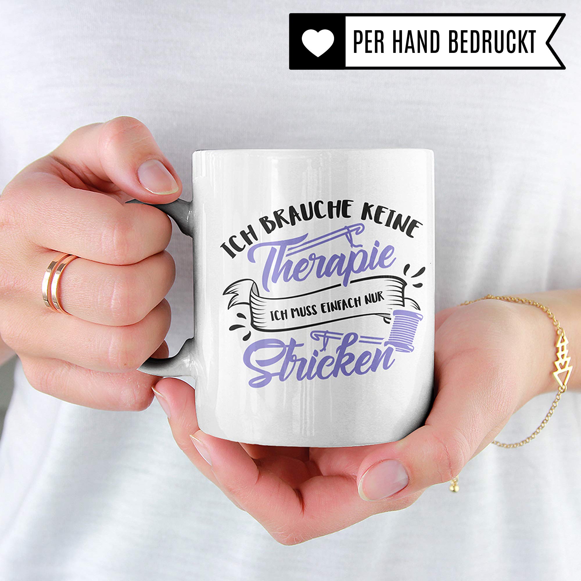 Pagma Druck Stricken Tasse, Strickerin Geschenk Spruch Becher Geschenkidee, Kaffeetasse Häkeln Kaffeebecher (Weiß/Weiß)