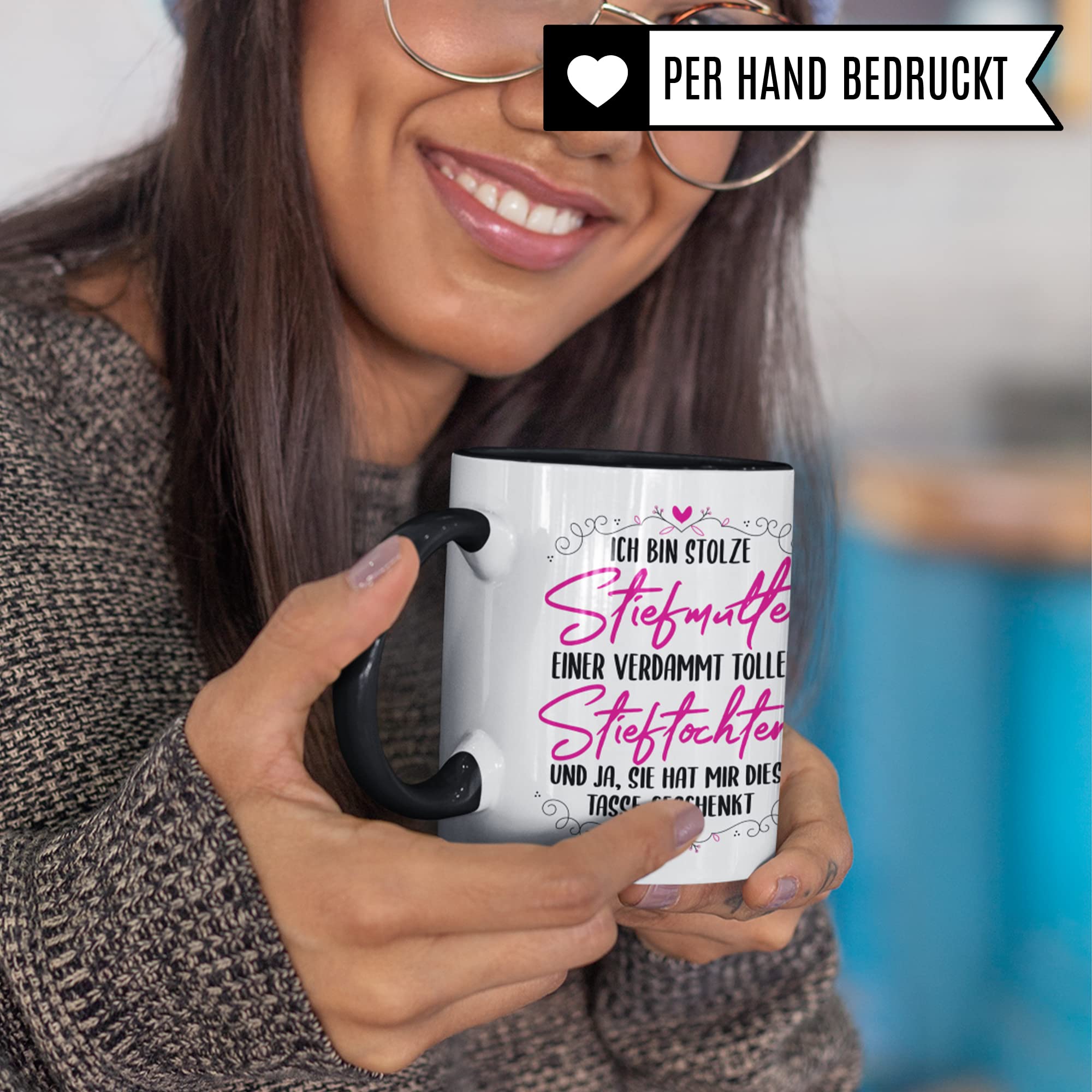 Stiefmutter Tasse, Stiefmama Geschenk, Stieftochter Kaffeebecher, Kaffeetasse Humor Witz Geschenkidee für Bonus Mama, Mutter Becher