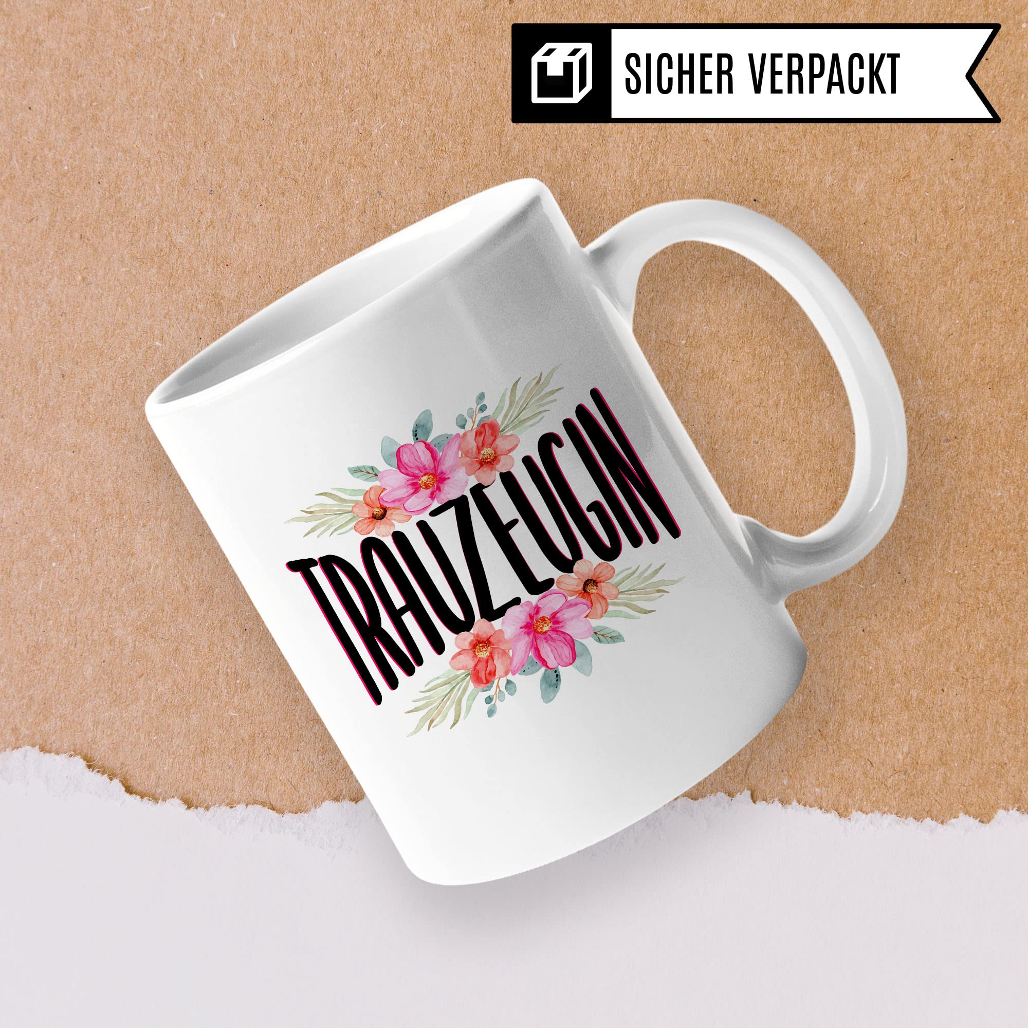 Trauzeugin fragen Tasse Geschenk Trauzeugin süßes Trauzeugin-Motiv schöne Geschenkidee Kaffeetasse Teebecher Hochzeit