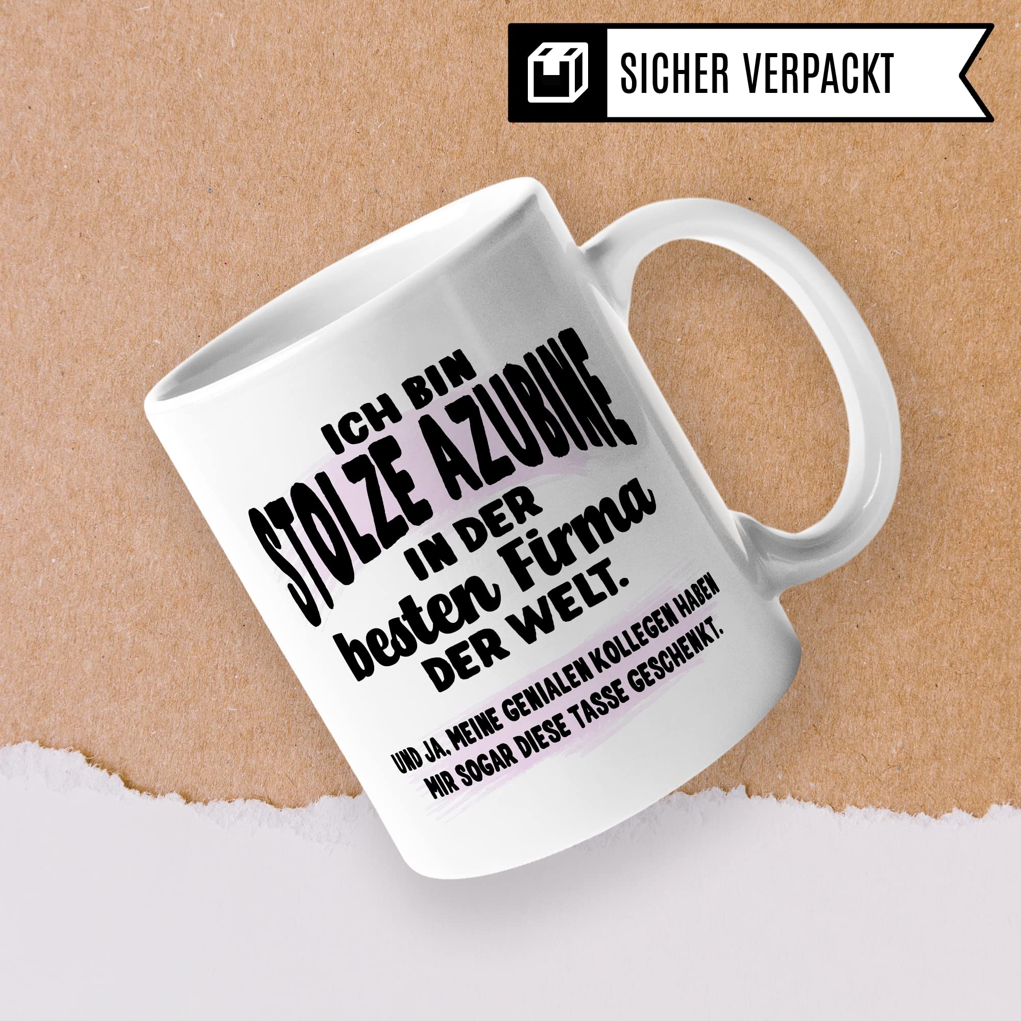 Stolze Azubine Tasse Kaffeetassen Azubine Ausbildung Kaffee-Becher Lehrling Ausbildung Beste Firma Spruch Becher Geschenkidee Azubine-Geschenk Auszubildende lustig Witz Humor