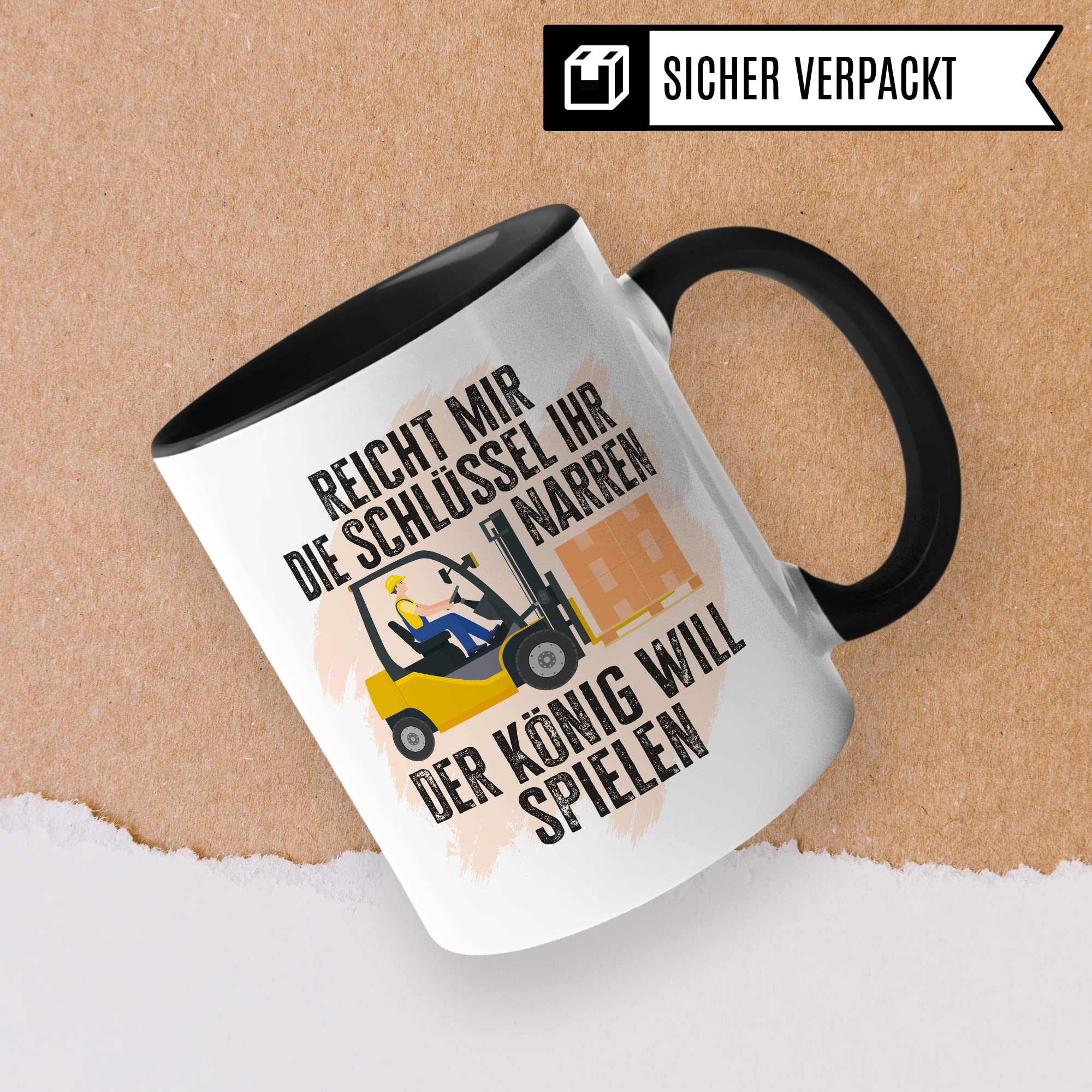 Tasse Staplerfahrer mit Spruch lustig Lagerist Geschenk Gabelstaplerfahrer Kaffee-Tasse böser Humor Kaffeebecher Lagerarbeiter Lagerlogistiker Geschenkidee