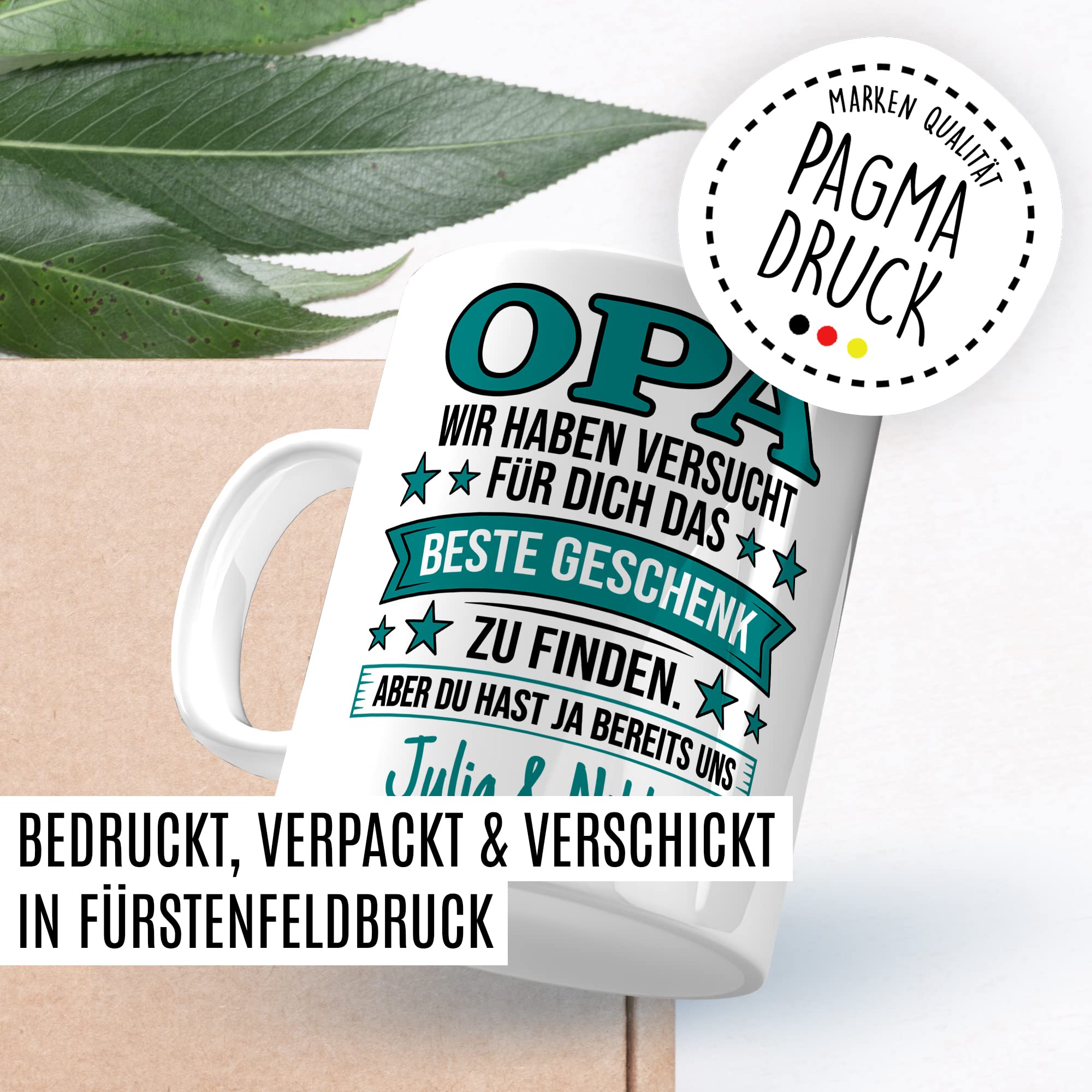 Opa Tasse personalisierbar, Opa - wir haben versucht für dich das beste Geschenk zu finden. Aber du hast ja bereits uns Geschenk personalisiert Großvater Spruch Enkelkinder schöner Spruch Geschenkidee Kaffeetasse Enkel