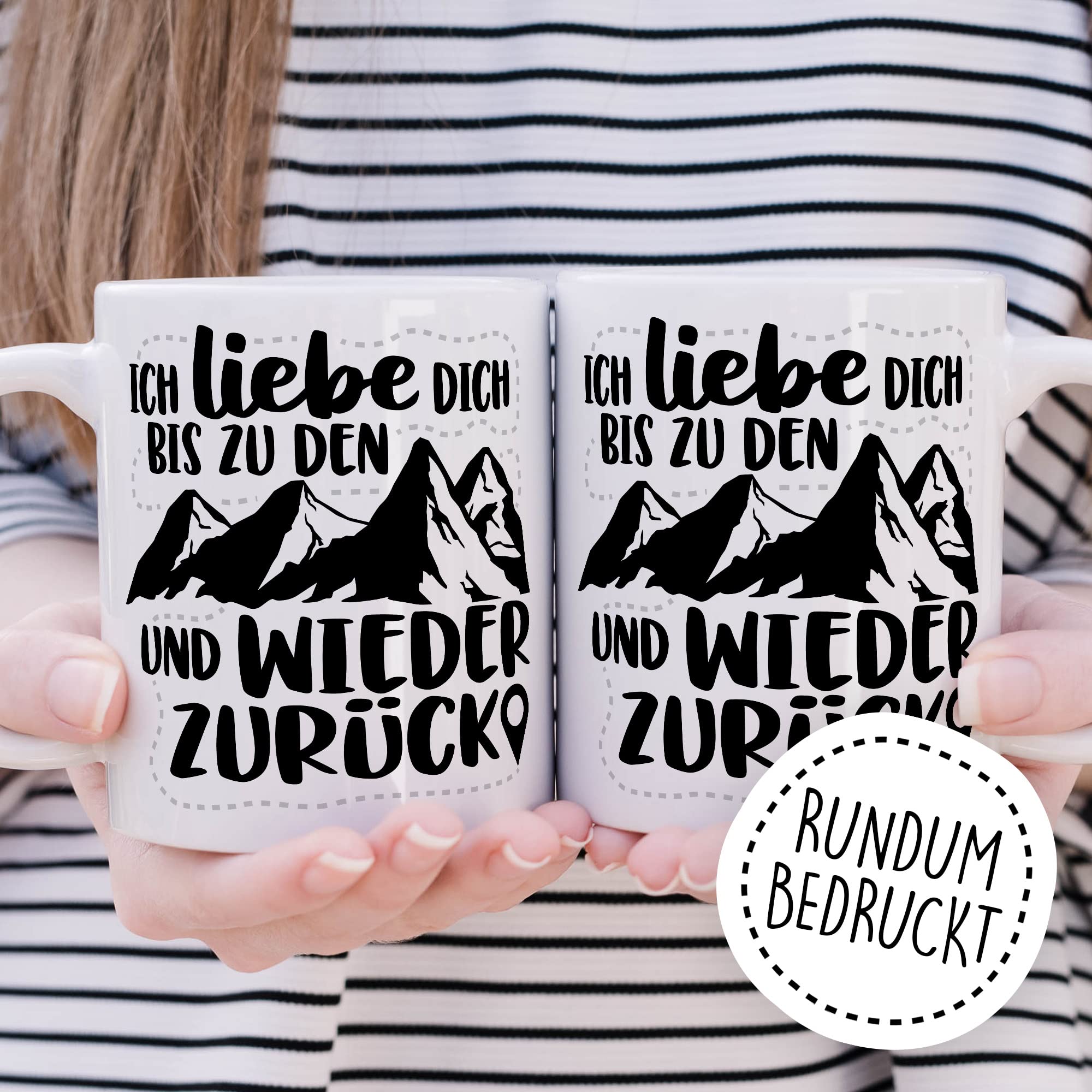 Berge Tasse Liebe Geschenk, Ich liebe dich bis zu den Bergen und zurück Geschenkidee Bergsteiger Kaffeetasse mit Spruch Kaffee-Becher Bergsteigen Wandern Natur