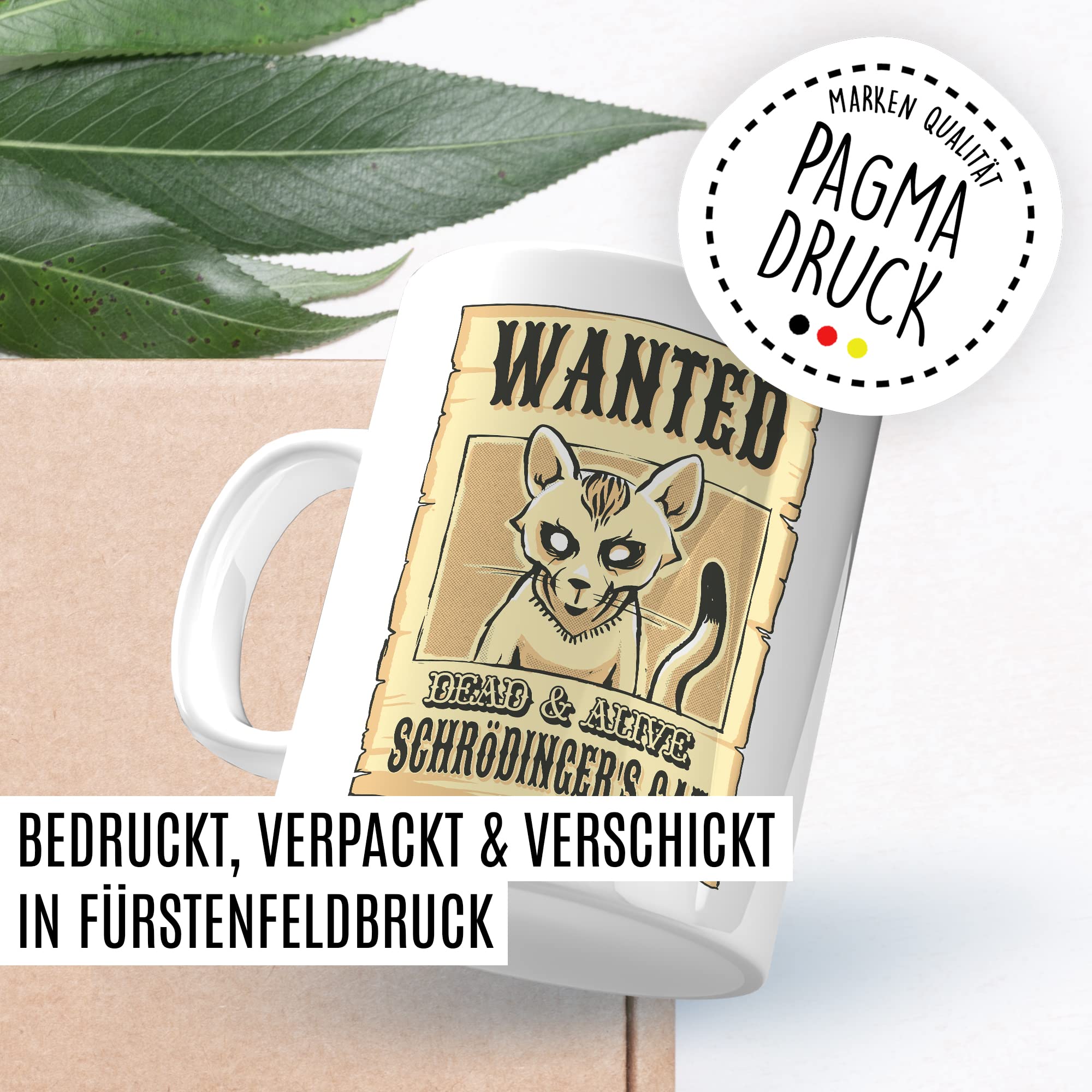 Lustige Tasse Physik Witz Kaffeetasse Schrödingers Katze Kaffee-Becher Nerd Geschenk lustig Schrödinger Geschenkidee Physiker Physikstudent Wanted Motiv