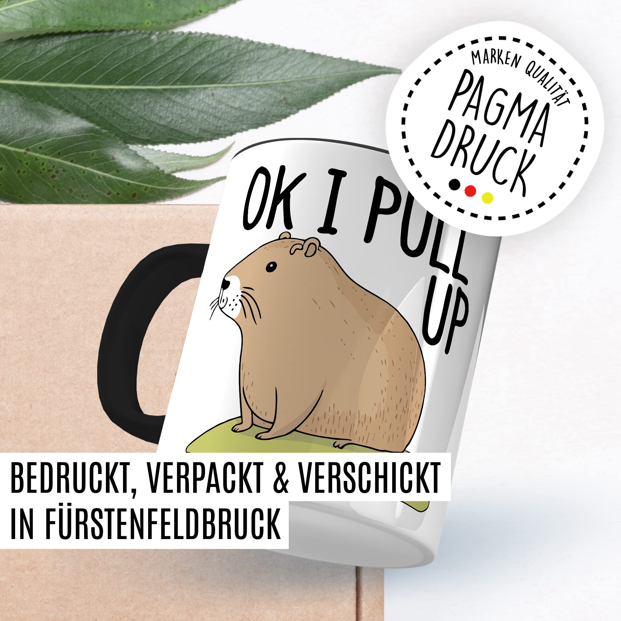 Capybara Tasse Meme Geschenkidee Ok I Pull up Humor Kaffeetasse mit lustigen Spruch Geschenk für Besten Freund Kaffeebecher Memes Culture Becher