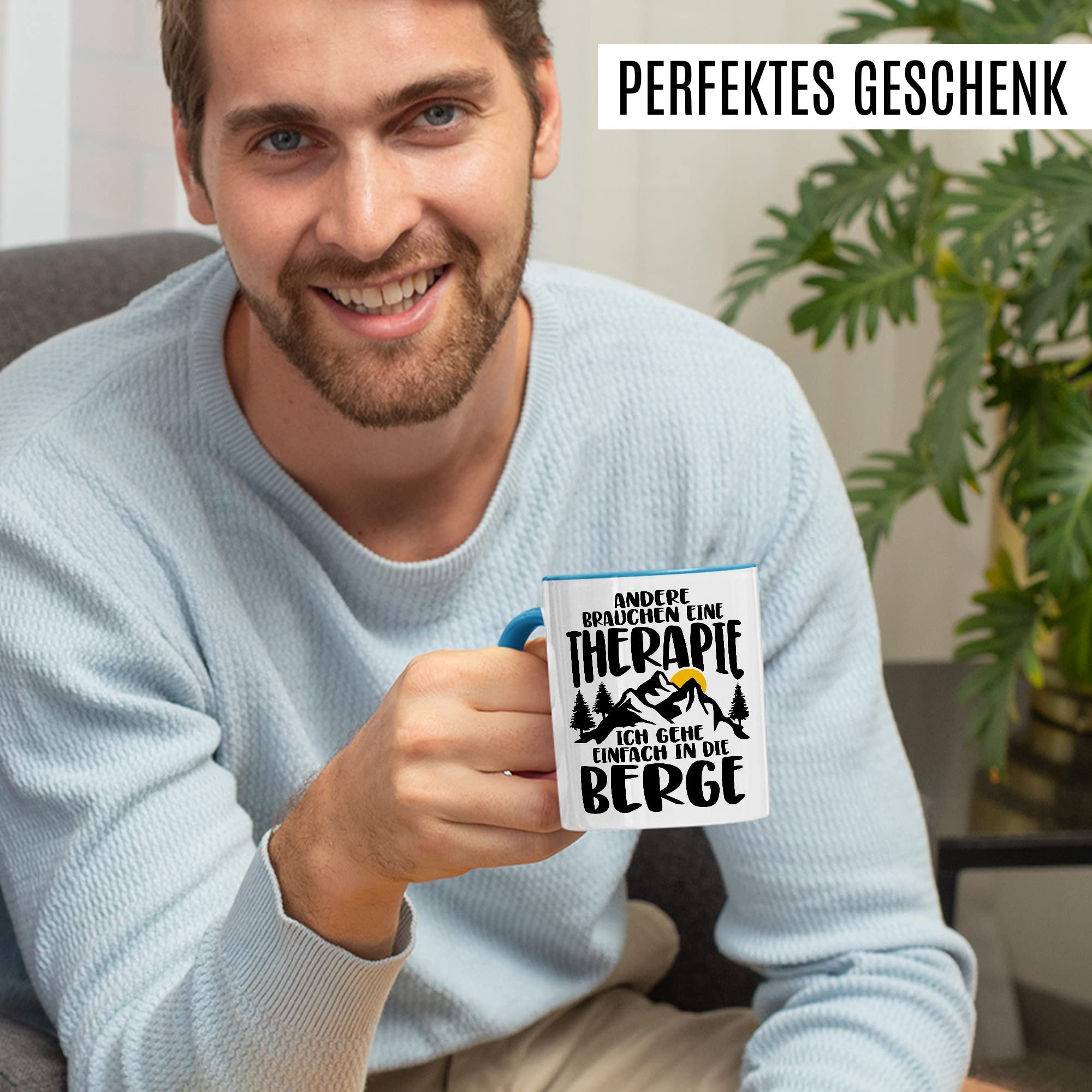 Tasse Berge Geschenk Andere brauchen eine Therapie Ich geh einfach in die Berge Geschenkidee für alle Bergsteiger Kaffeetasse mit Spruch lustig Kaffee-Becher Witztasse Teetasse Alpen