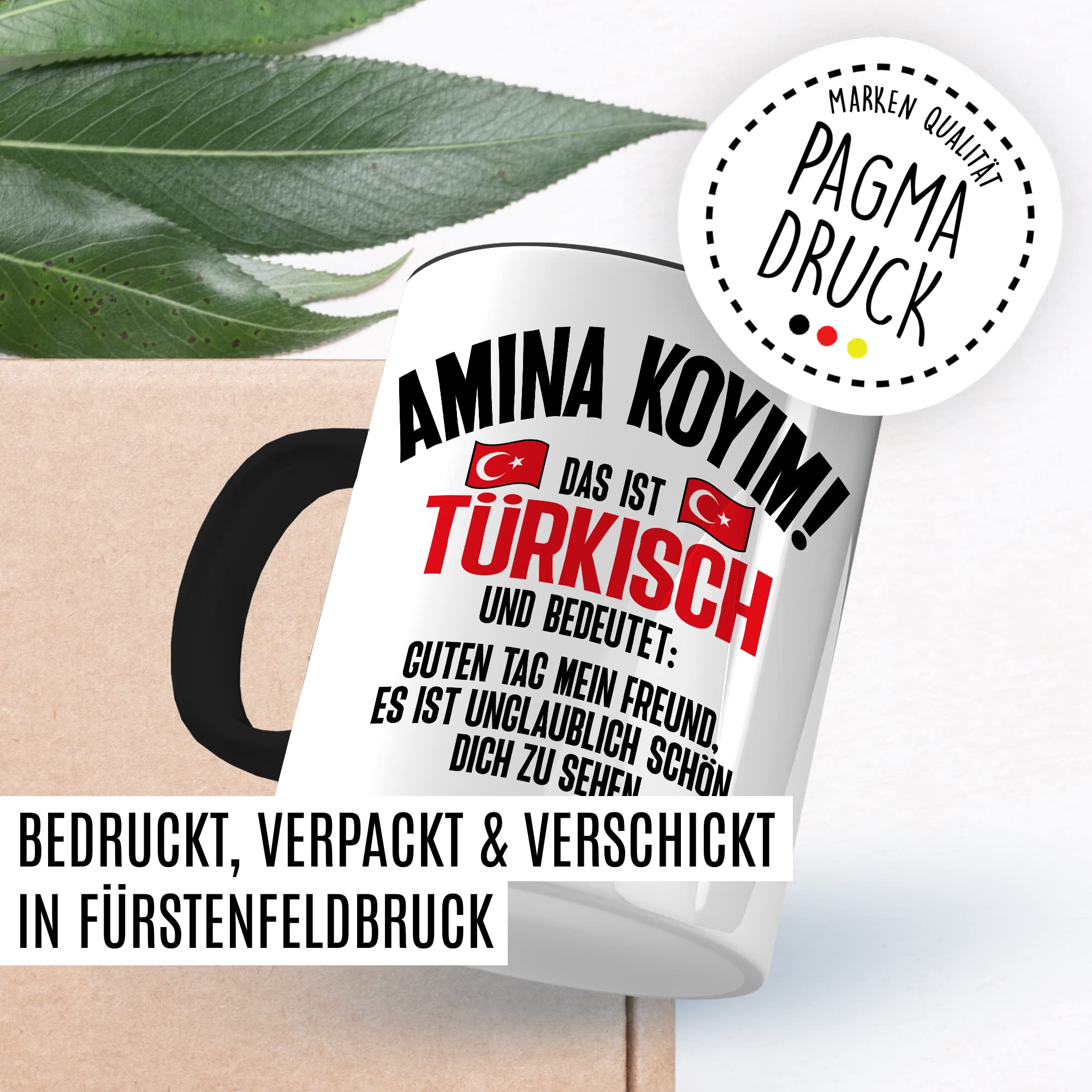 Amina Koyim Tasse lustige Kaffeetasse mit Spruch türkisch Kaffee-Becher Türken Witz Amina Koyim Geschenkidee Türke Türkin Geschenk Türkei türkisch Sarkasmus Schimpfwort Beleidigung Sprache