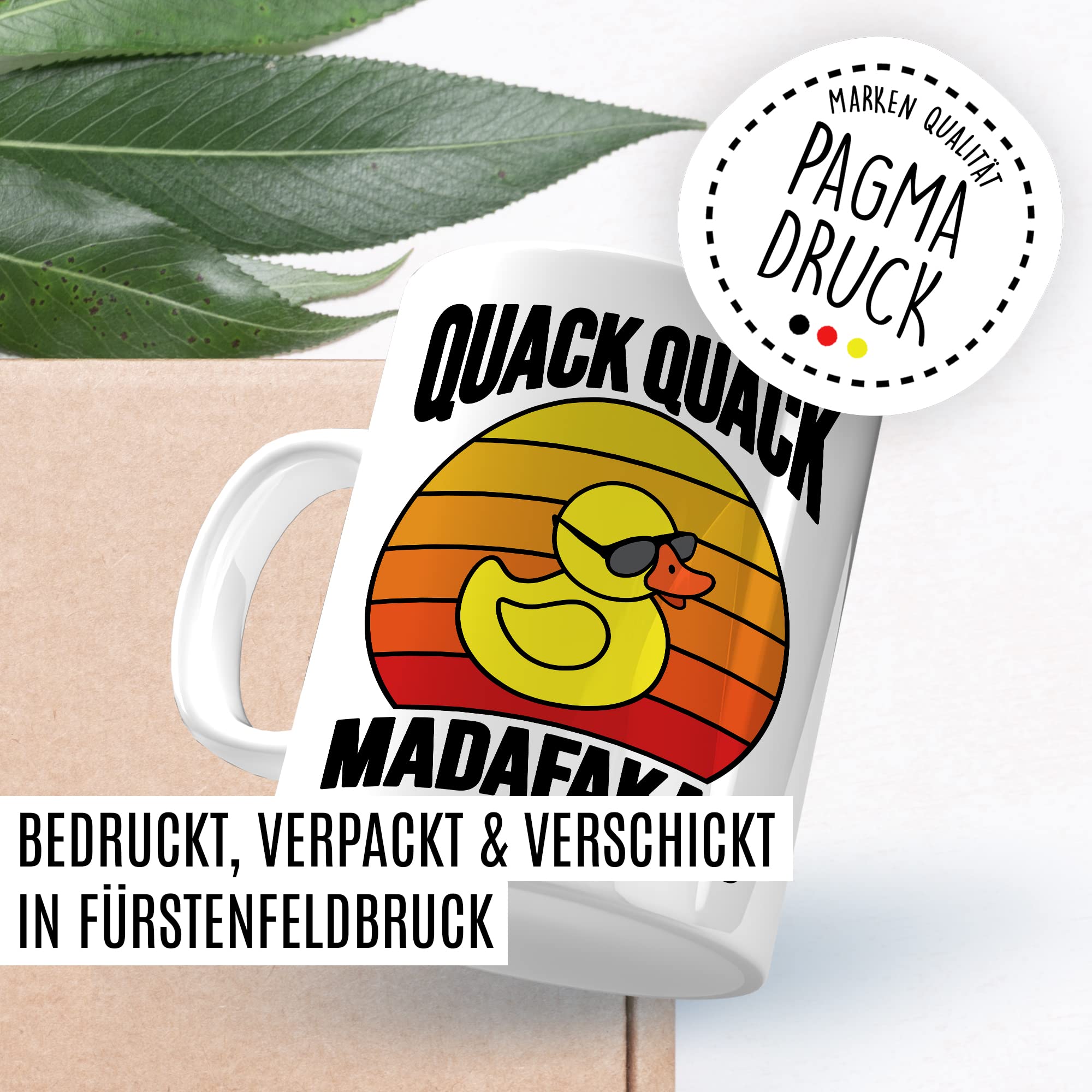 Lustige Tasse mit Spruch Kaffeetasse mit Spruch Kaffee-Becher Gummiente Humor Sarkasmus Teetasse Geschenk Kollegin Büro Geschenkidee Retro-Style Witz Quack Quack Madafakas