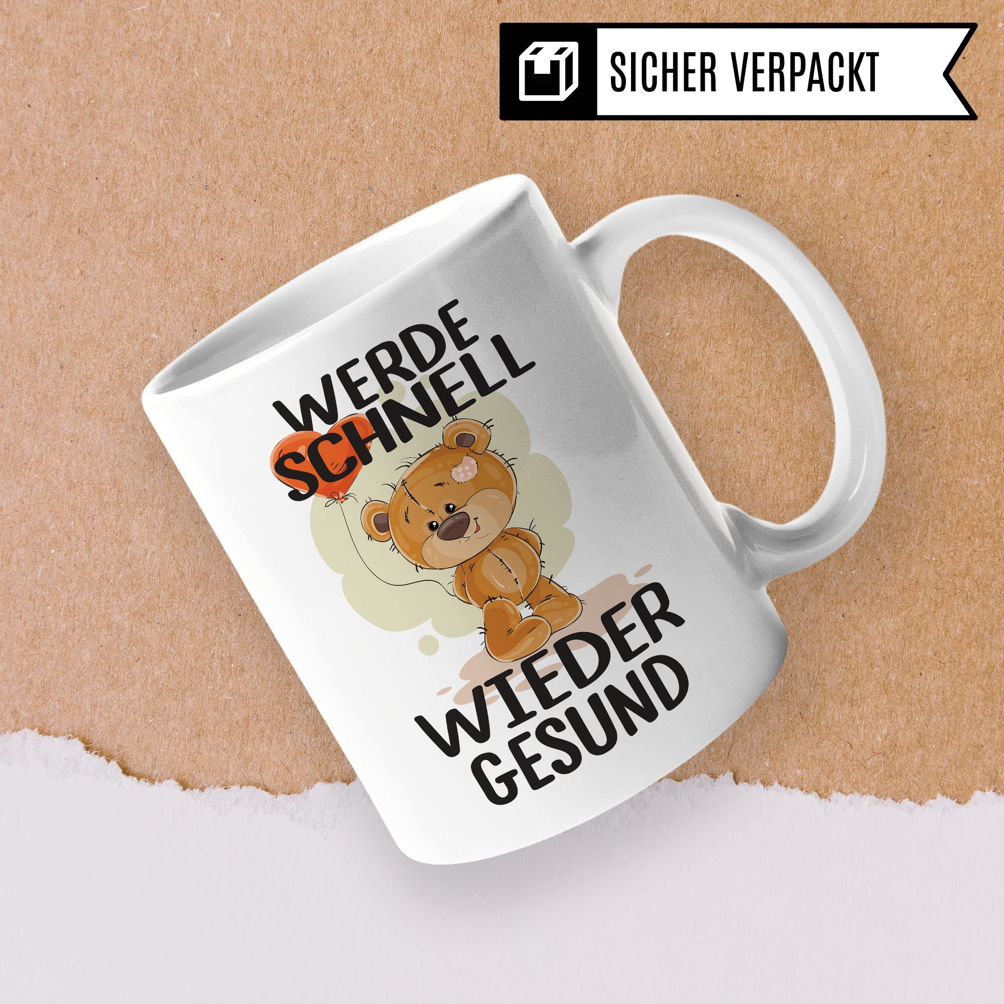 Gute Besserung Tasse, Werde schnell wieder gesund, Geschenk Krankheit Bruch Verletzung Krankenhaus-Aufenthalt, schöner Spruch Geschenkidee Kaffee-Becher Kaffeetasse