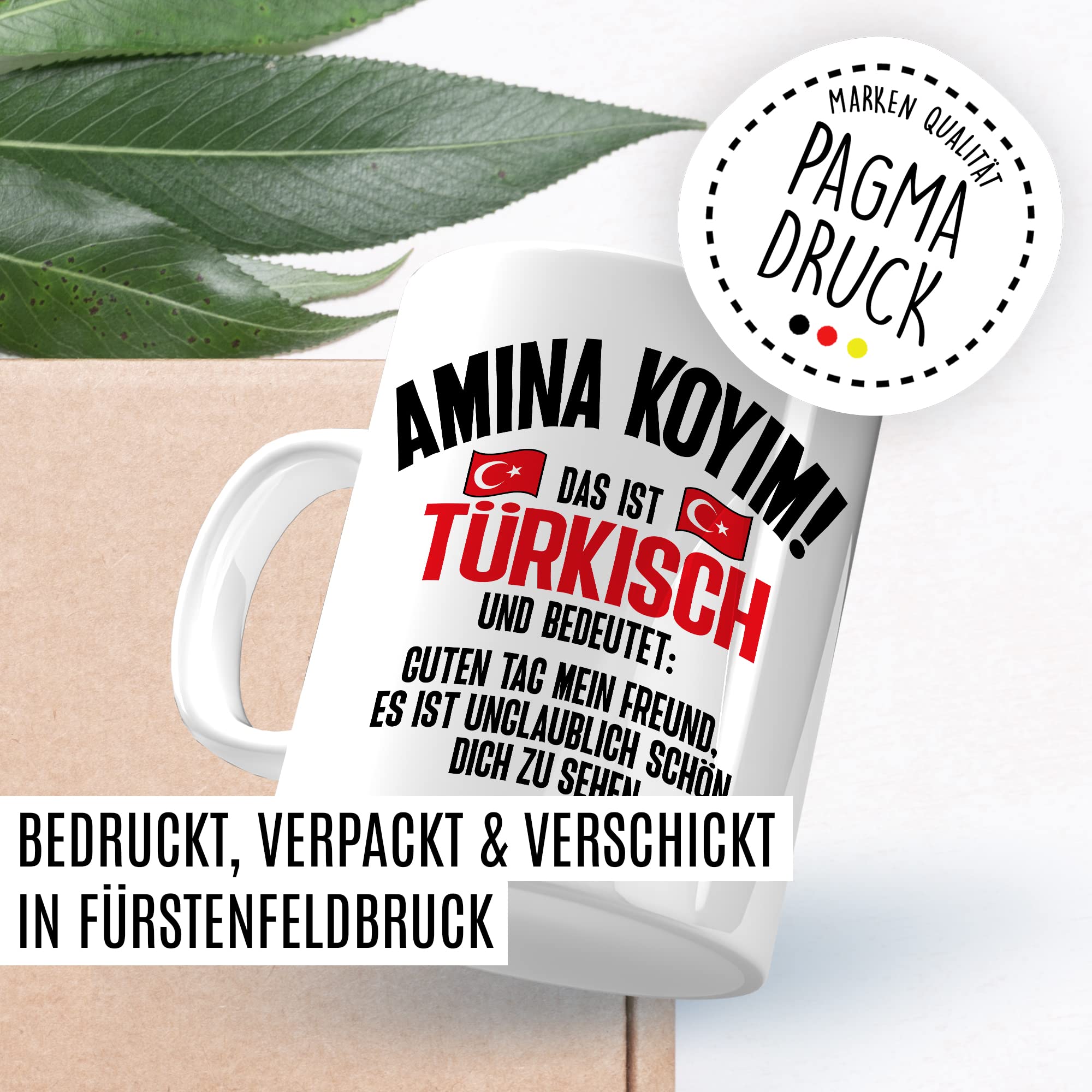 Amina Koyim Tasse lustige Kaffeetasse mit Spruch türkisch Kaffee-Becher Türken Witz Amina Koyim Geschenkidee Türke Türkin Geschenk Türkei türkisch Sarkasmus Schimpfwort Beleidigung Sprache