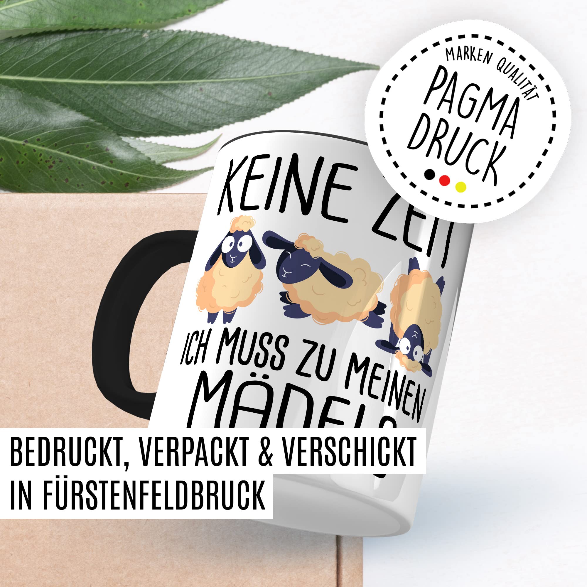 Mädels Tasse Schaf lustige Schafe Kaffeetasse Geschenk Kaffee-Becher Schäfchen süß Geschenkidee Mädchen Kollegin Humor Tante Freundin Wolle Cartoon Schaf Aufdruck witzig Bäuerin Bauernfrau