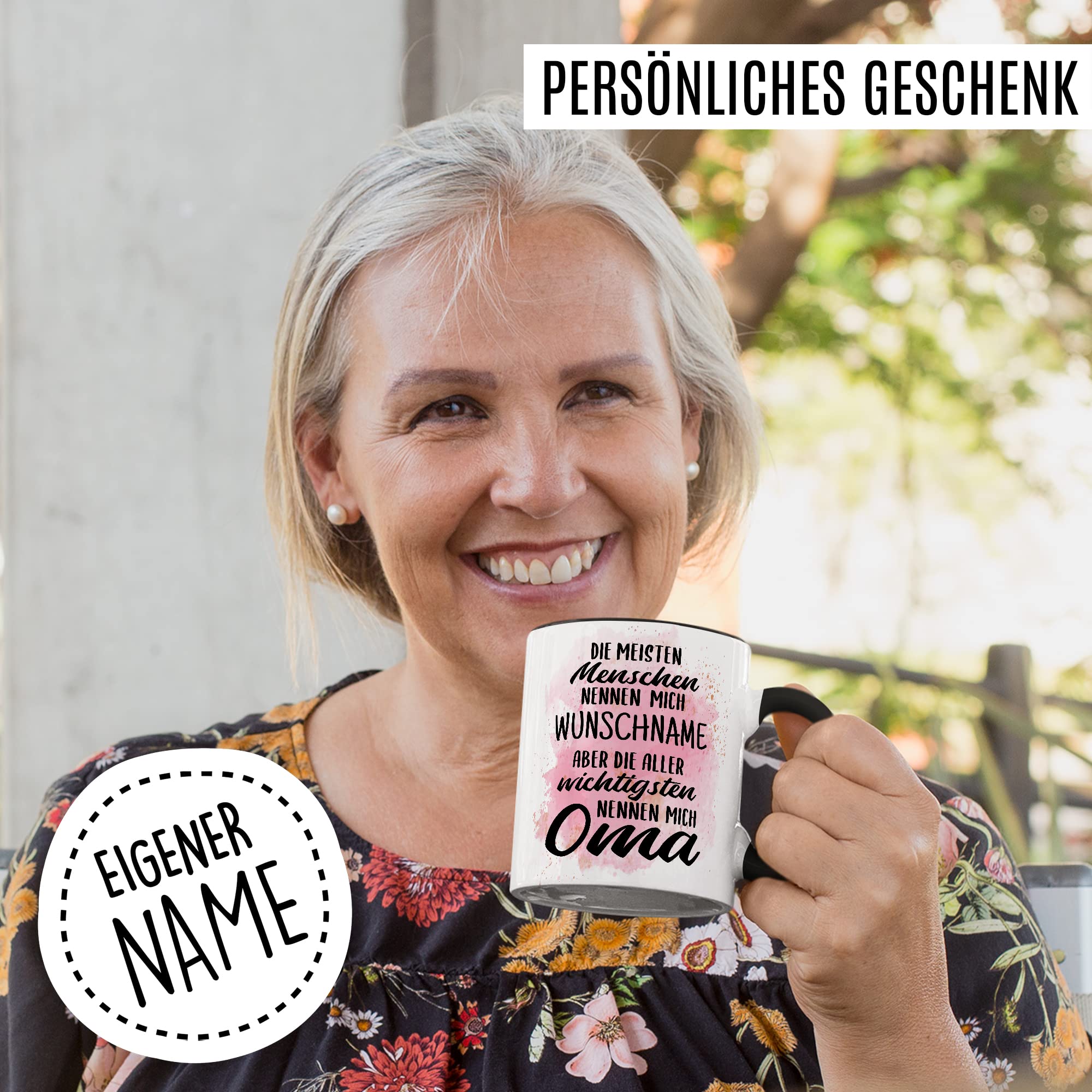 Oma Tasse personalisiert mit Name - Die wichtigsten Menschen nennen mich Oma Geschenk personalisieren - Großmutter Geschenkidee von Enkel & Enkelin Kaffee-Becher personalisierbar